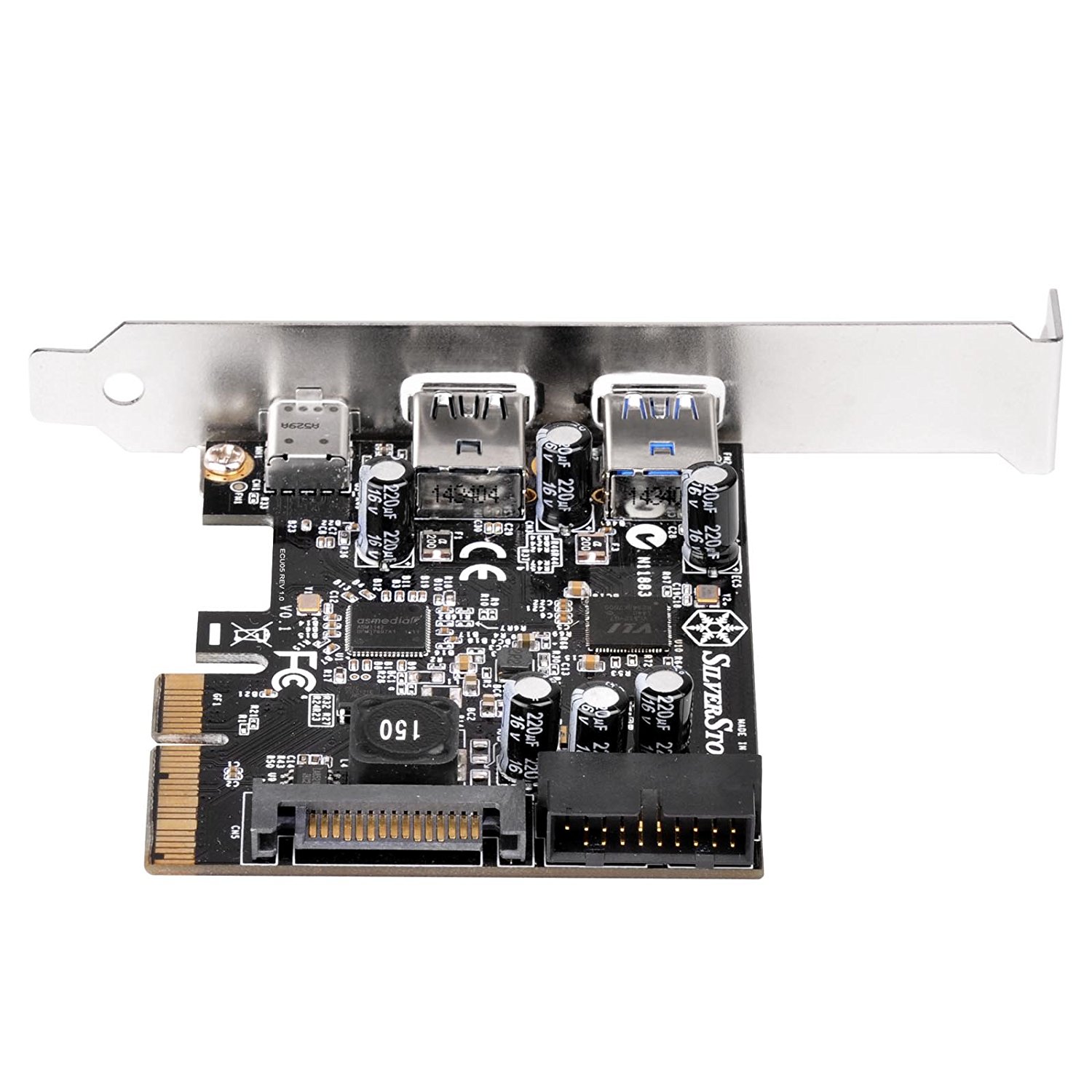 Detalle 2 de SilverStone ECU05: Tarjeta PCIe 2.0 x2 con USB 3.1 Gen2 Tipo-C y USB 3.0