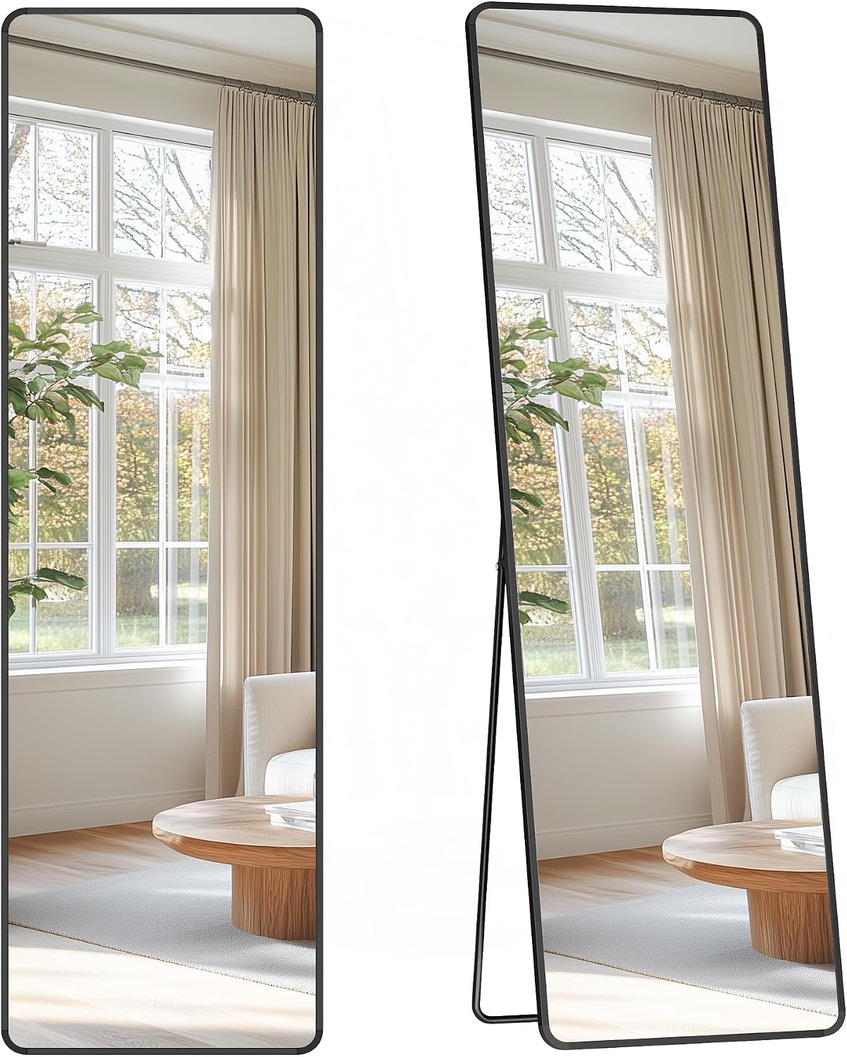 Detalle de SONGMICS BERIT Collection LFM034B01 Full-Length Mirror, 150 x 40 cm, Matte Black