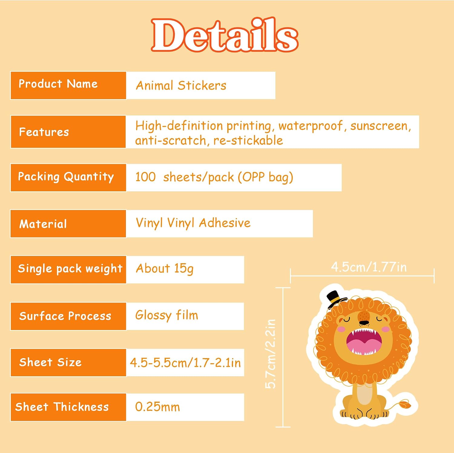 Thumbnail 5 de Animal Stickers, 100-Piece Set