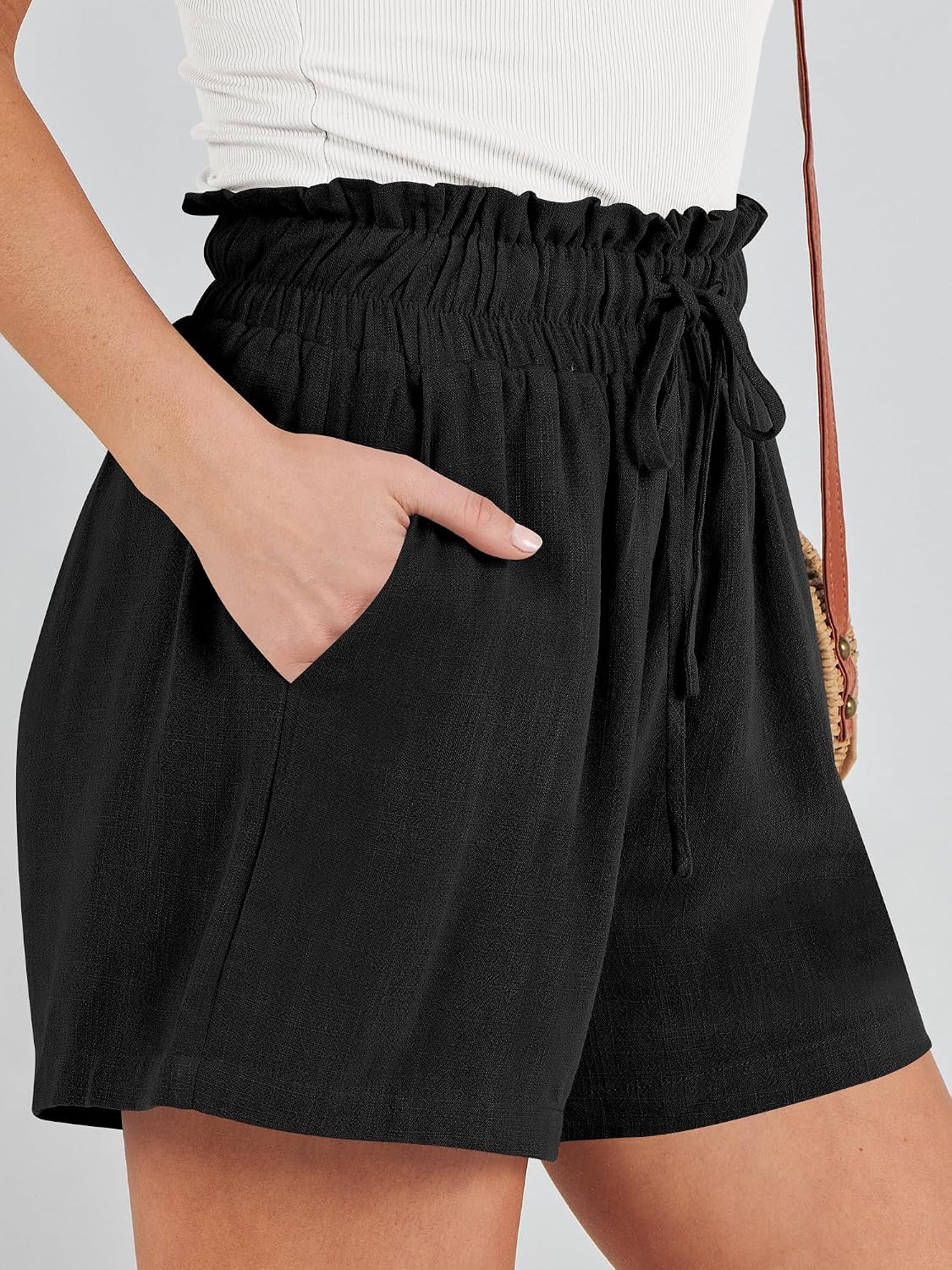 Thumbnail 4 de ANRABESS Women Linen Shorts: High-Waist, Wide-Leg Comfort for Summer Vibes