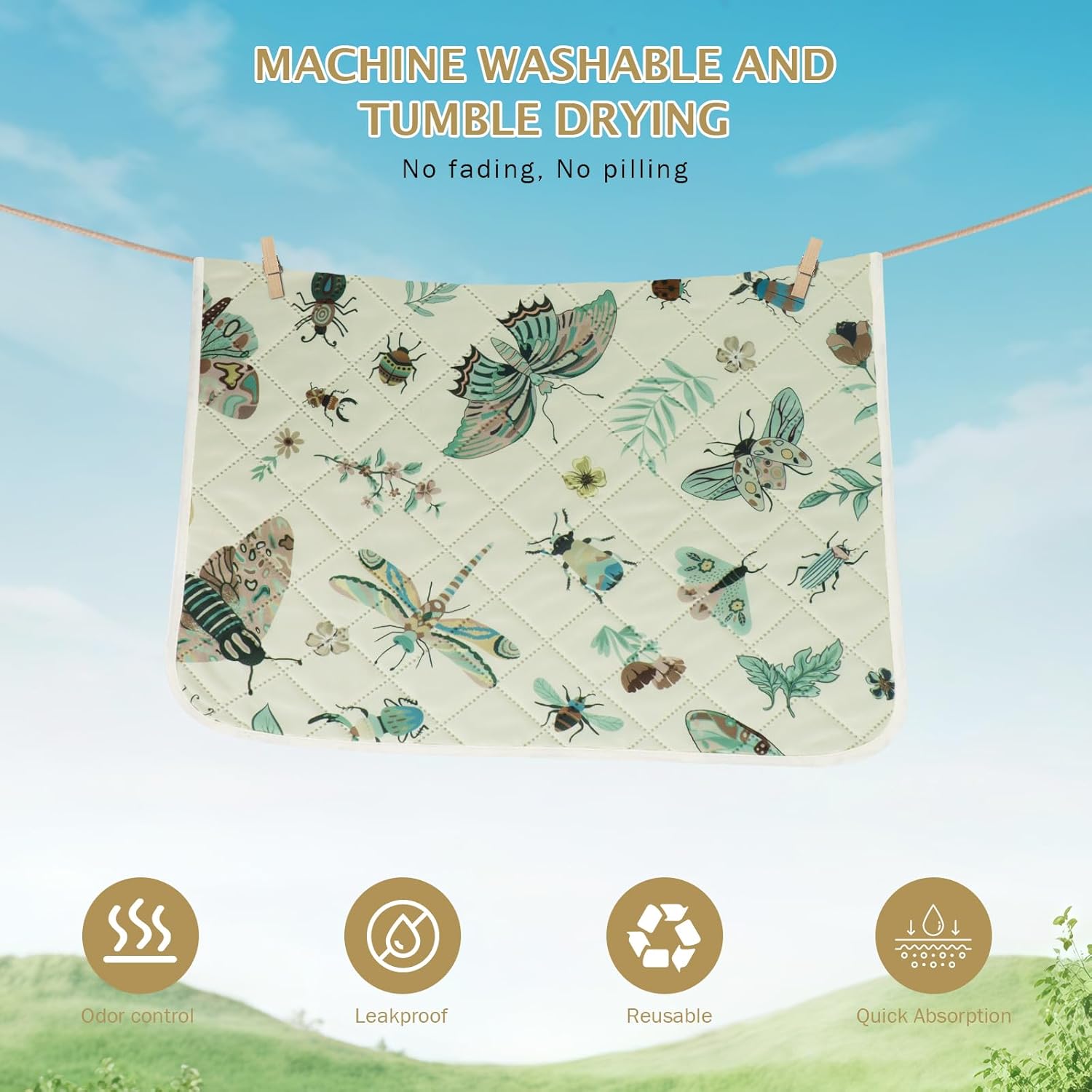 Detalle de IEUUMLER Reusable Dog Training Pads (2 Pack) – Washable, Leak-Guard and Fast-Drying