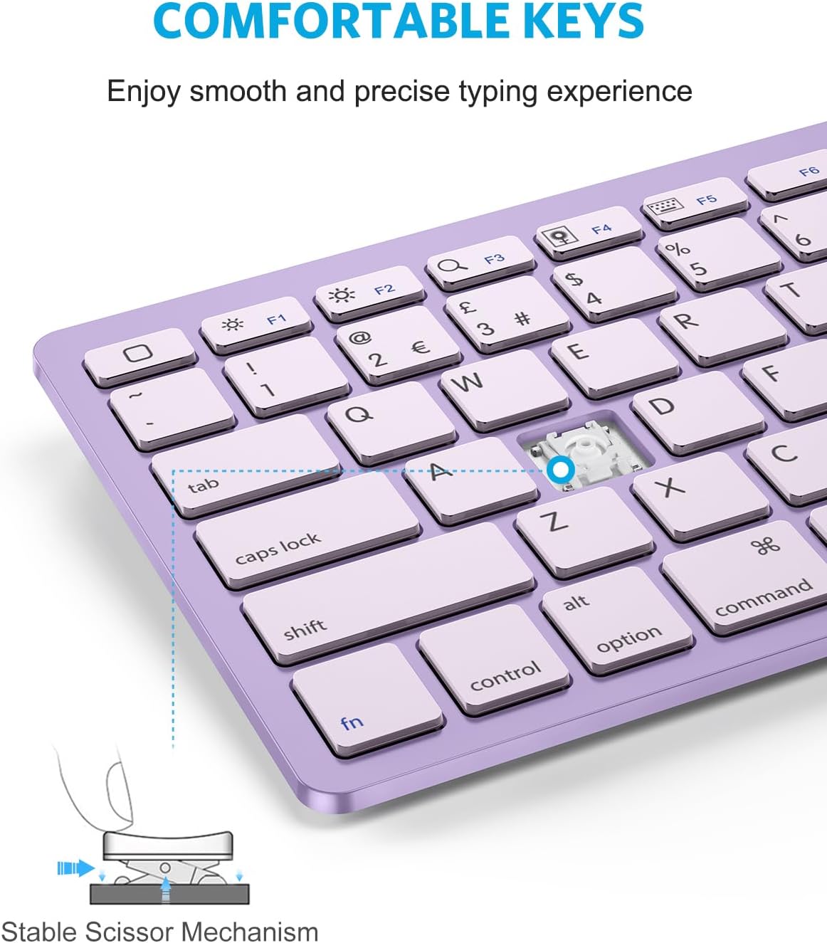 Detalle de OMOTON Bluetooth Wireless Keyboard for iOS (UK QWERTY) – Purple
