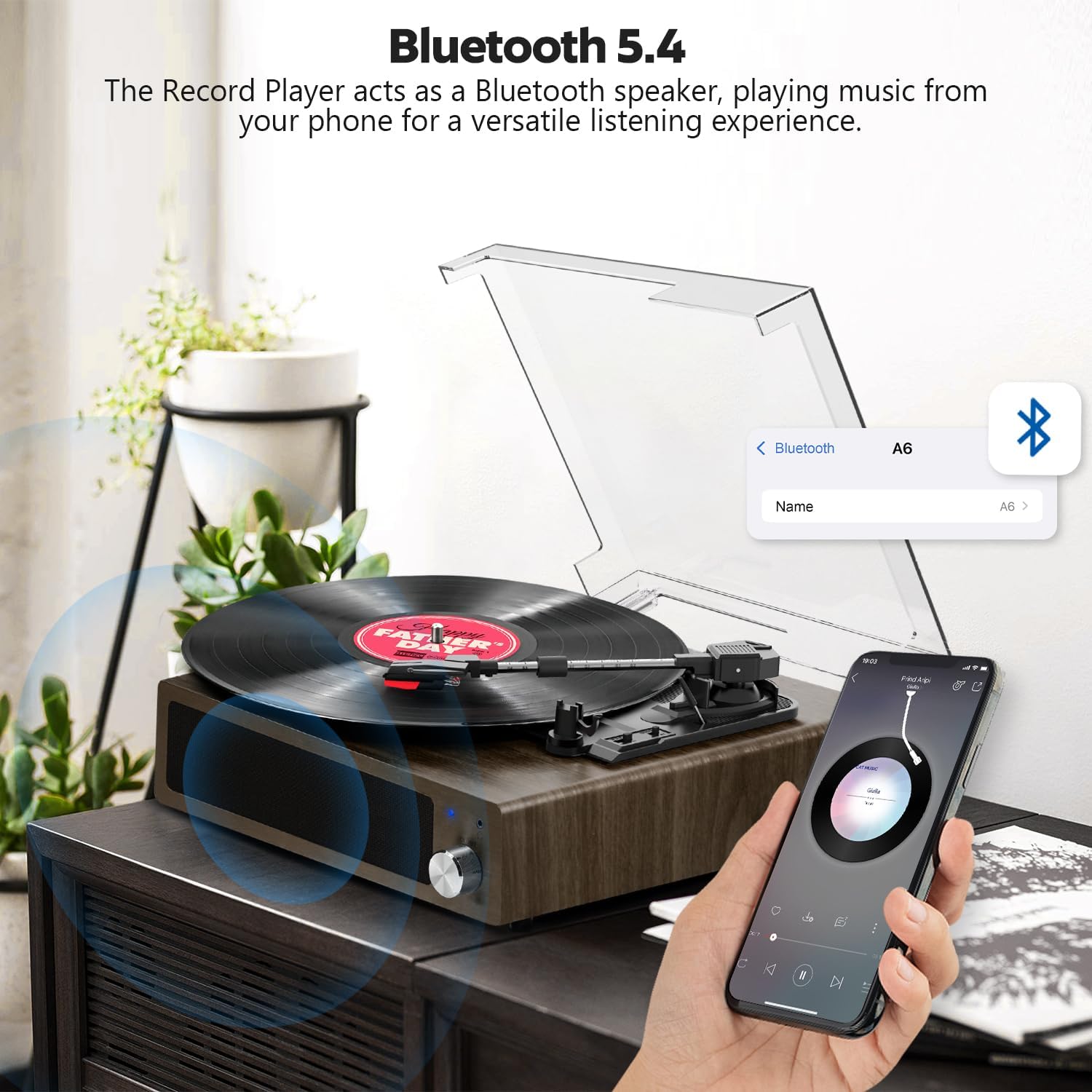 Thumbnail 2 de FYDEE Platine Vinyle Tourne-Disque Bluetooth 3 vitesses