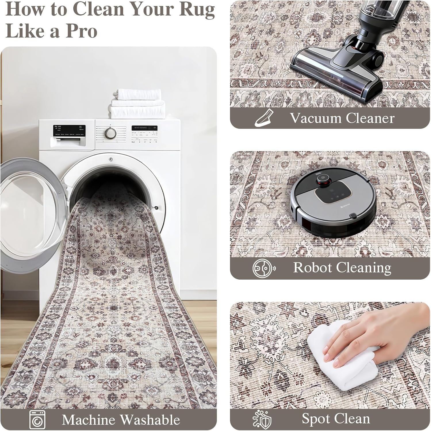 Detalle 2 de Kitchen Mat 3PC Washable Runner Set (2x3, 2x4, 2x5) in Beige