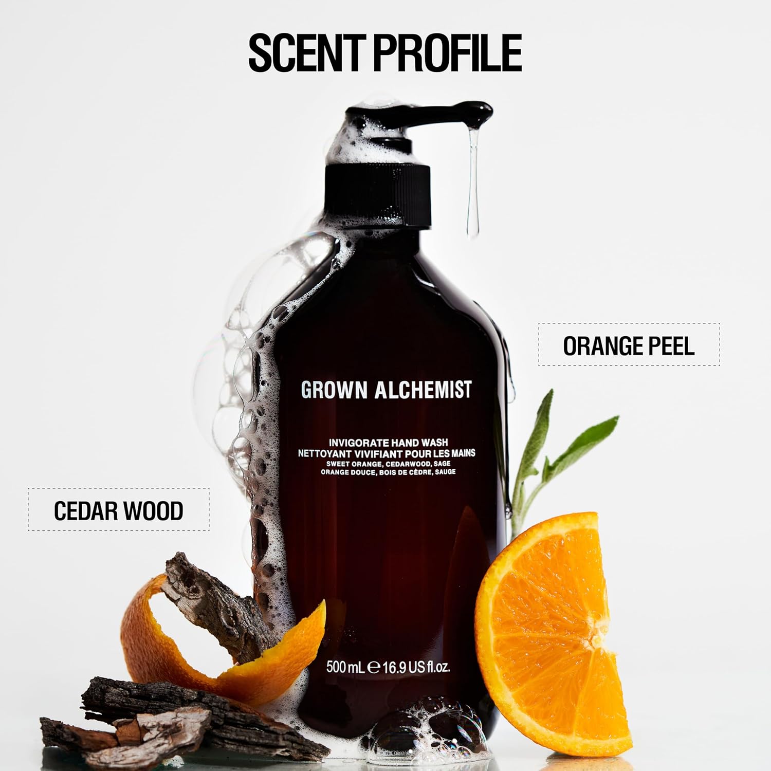 Detalle 2 de Grown Alchemist Invigorate Liquid Hand Soap, 300 ml, Sweet Orange, Cedarwood & Sage