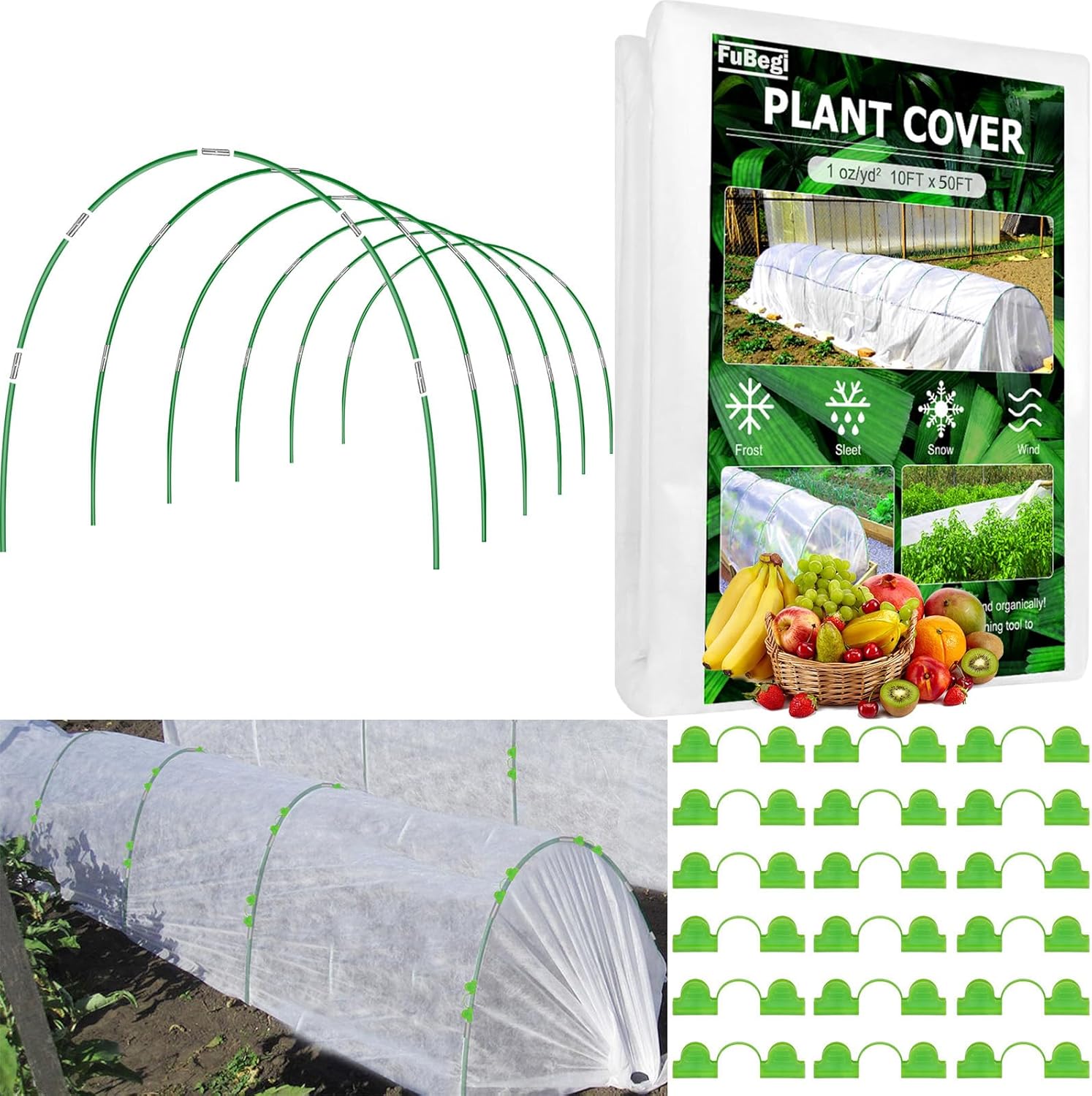 Thumbnail 6 de FuBegi 36pcs Garden Hoops Raised Beds with 3x10M 30gsm Horticultural Fleece Kit