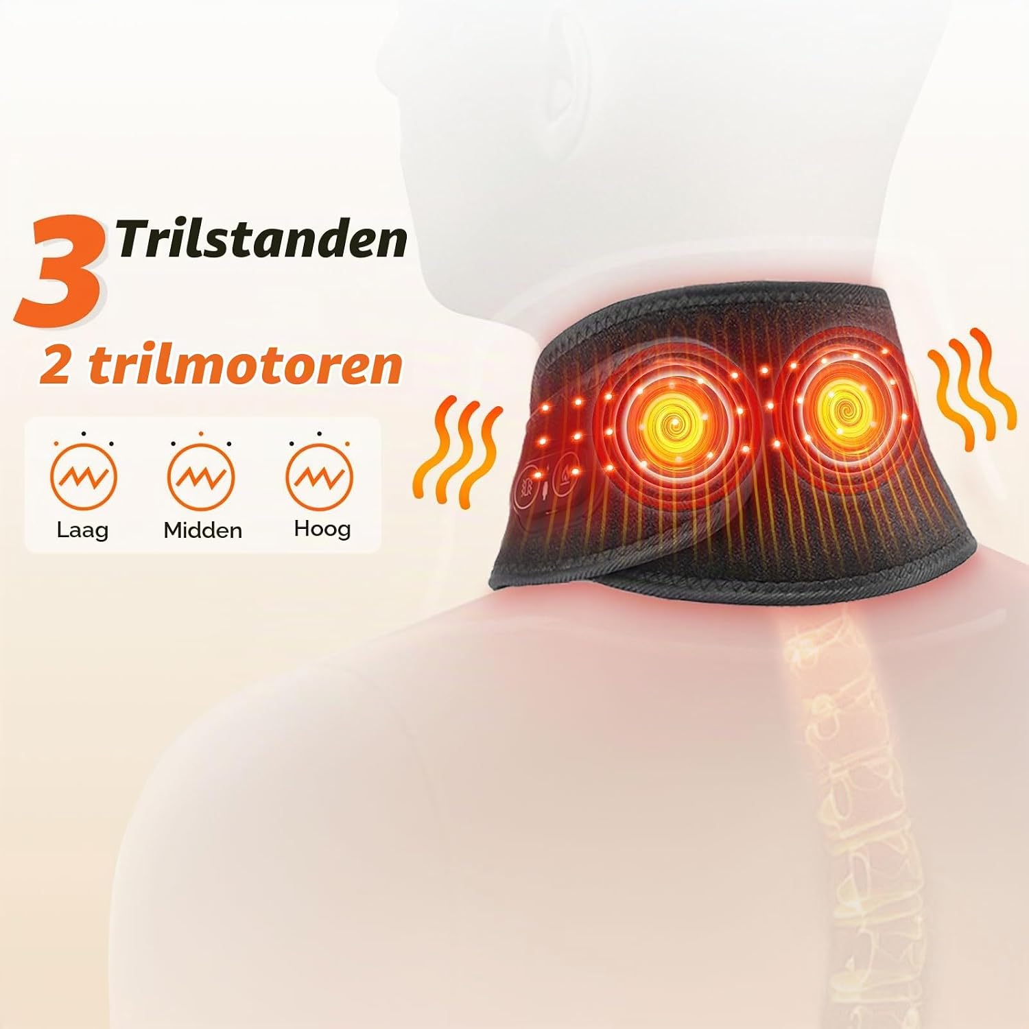 Detalle de DYMROGE nekwarmtekussen, 85 cm met 660nm rood licht en trilmassage