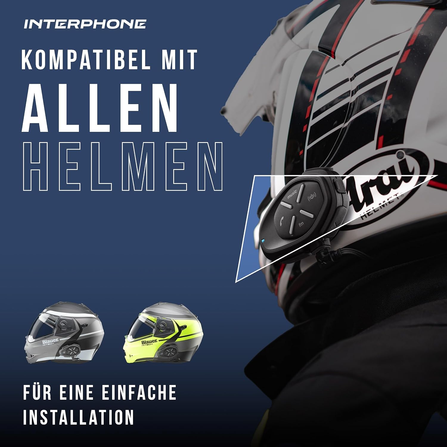Detalle de Interphone LINK HD Einzel-Headset – Bluetooth Motorrad-Interkom mit 300 m Reichweite