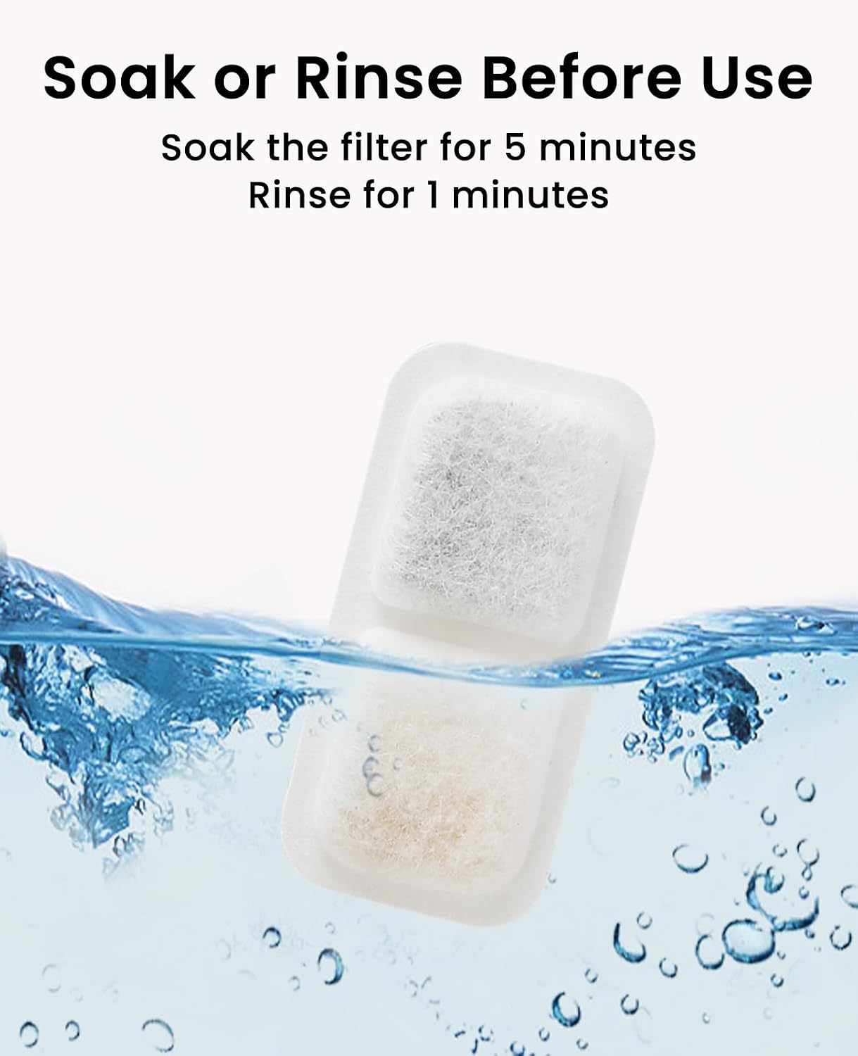 Detalle de oneisall 8 Replacement Filters for Cat Water Fountain (PW13/PW14) – 8-Count White Set with Pre-Filter Sponges