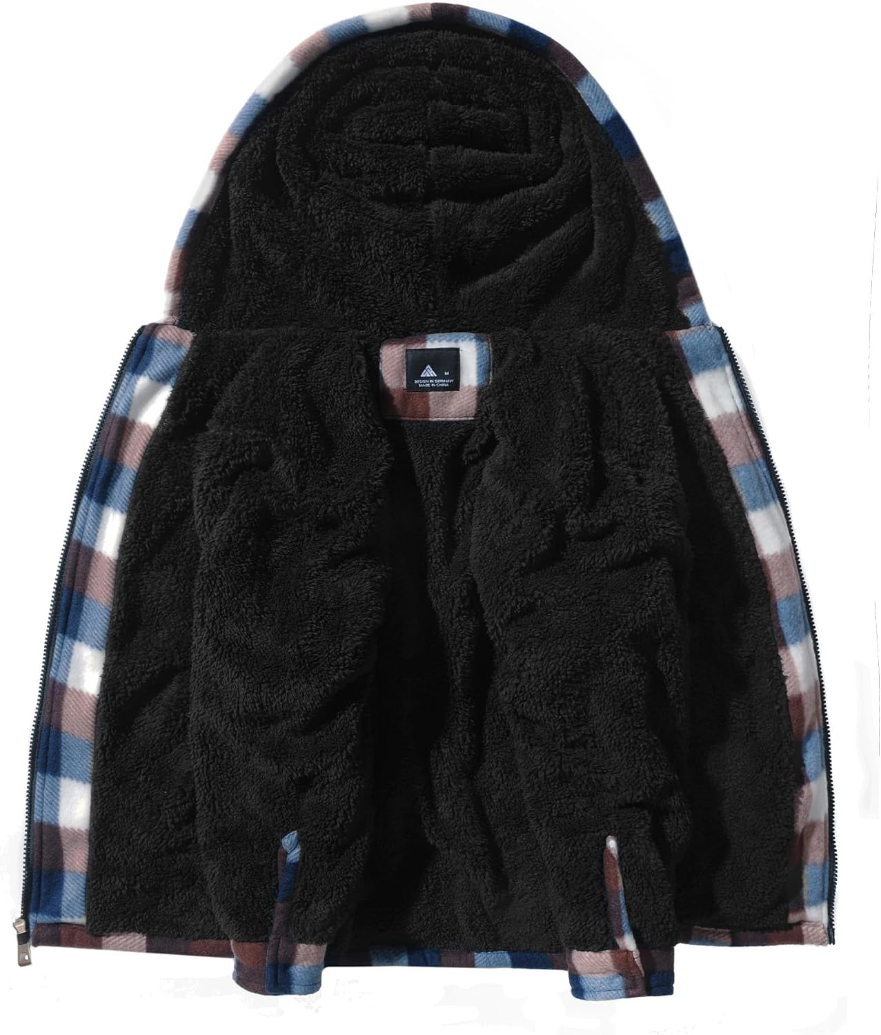 Thumbnail 5 de V VALANCH Plaid Sherpa-Lined Hooded Jacket for Kids, Full-Zip