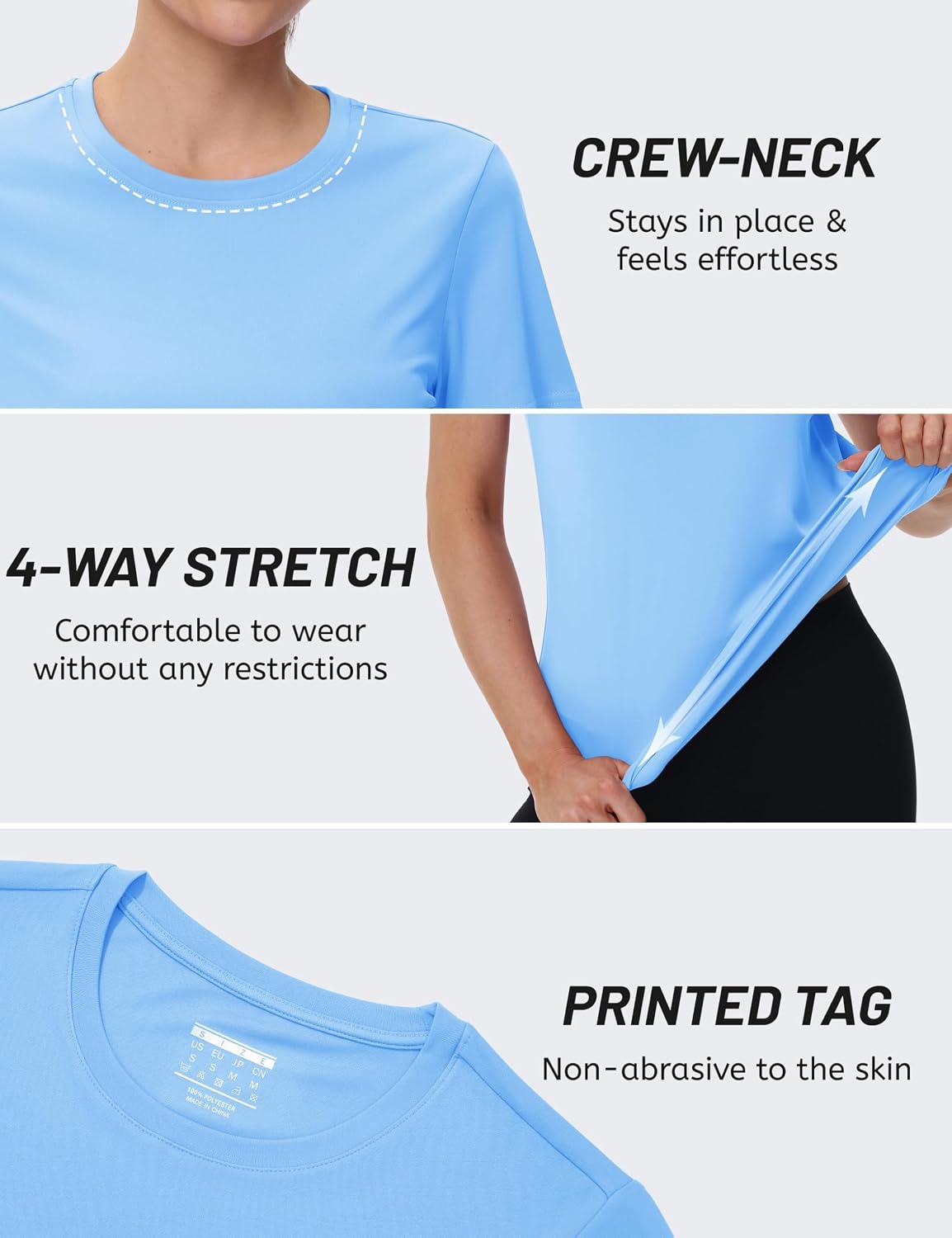 Detalle de TACVASEN Women's Short Sleeve Outdoor Sport T-Shirt: UPF 50+ Quick-Dry Running Top