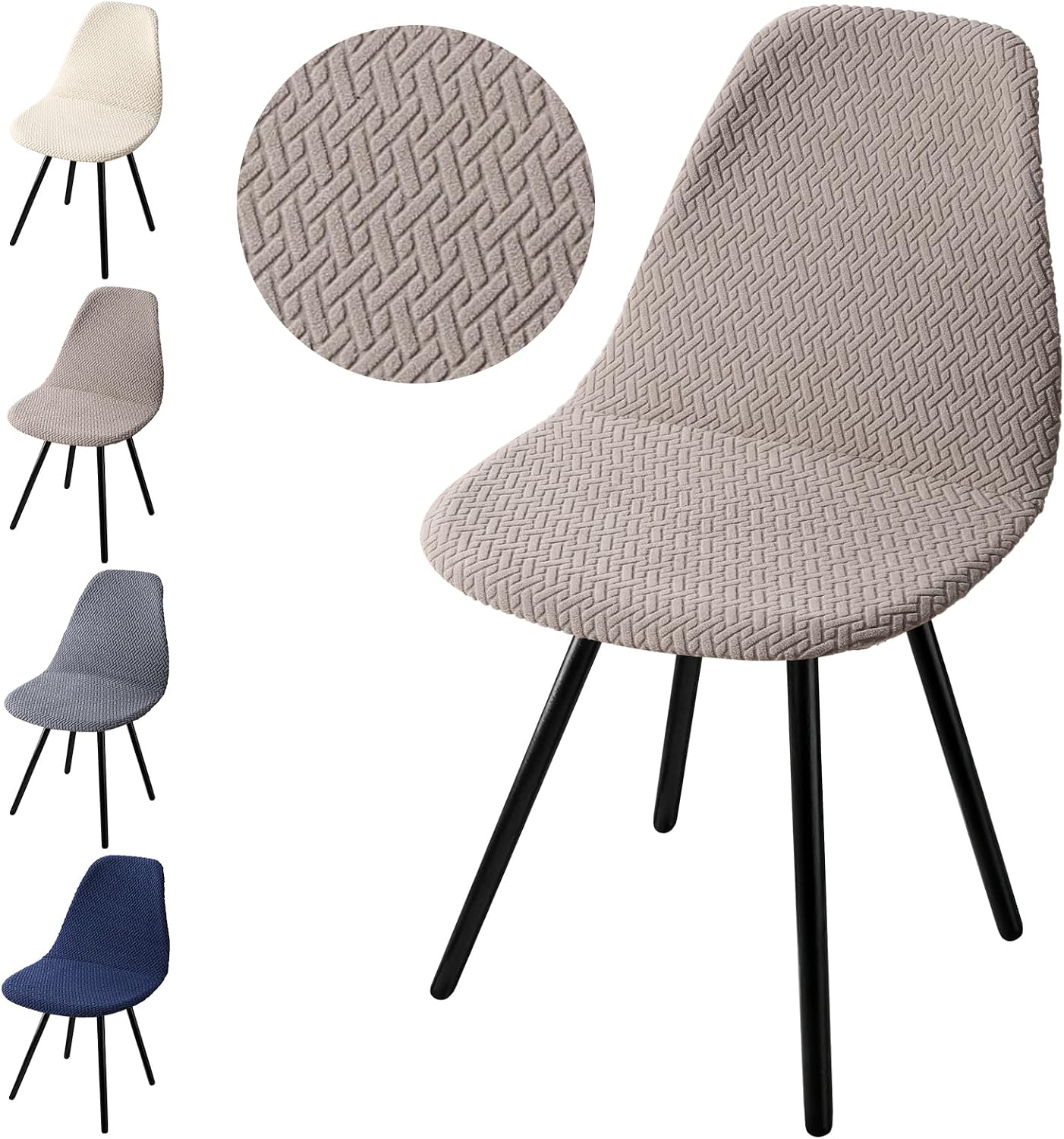 Detalle 2 de Fuloon set van 4 rekbare stoelhoezen voor eetkamerstoelen, wasbaar en slijtvast