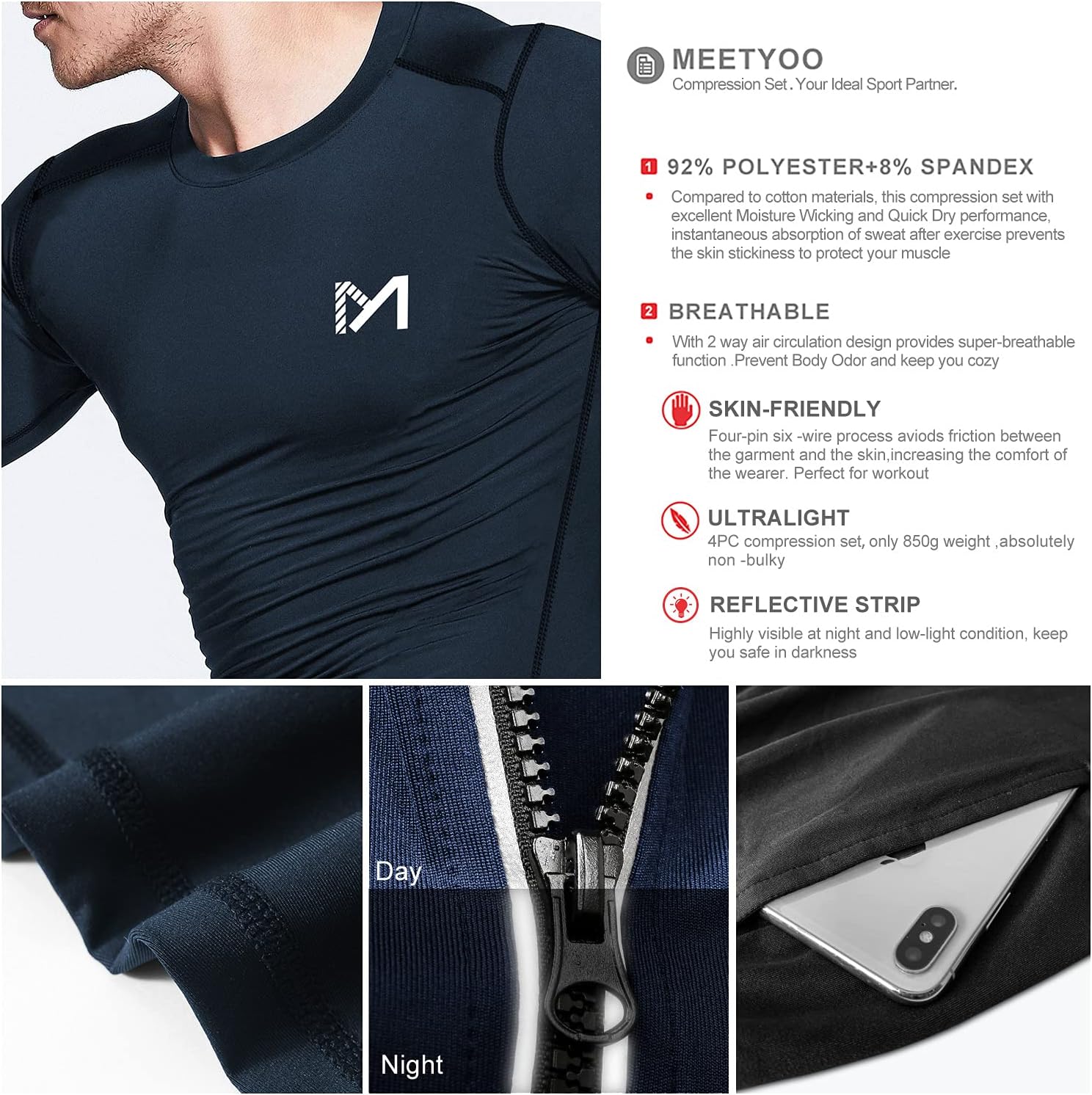 Thumbnail 2 de MEETYOO Kompressionsshirt Herren 4-teilig