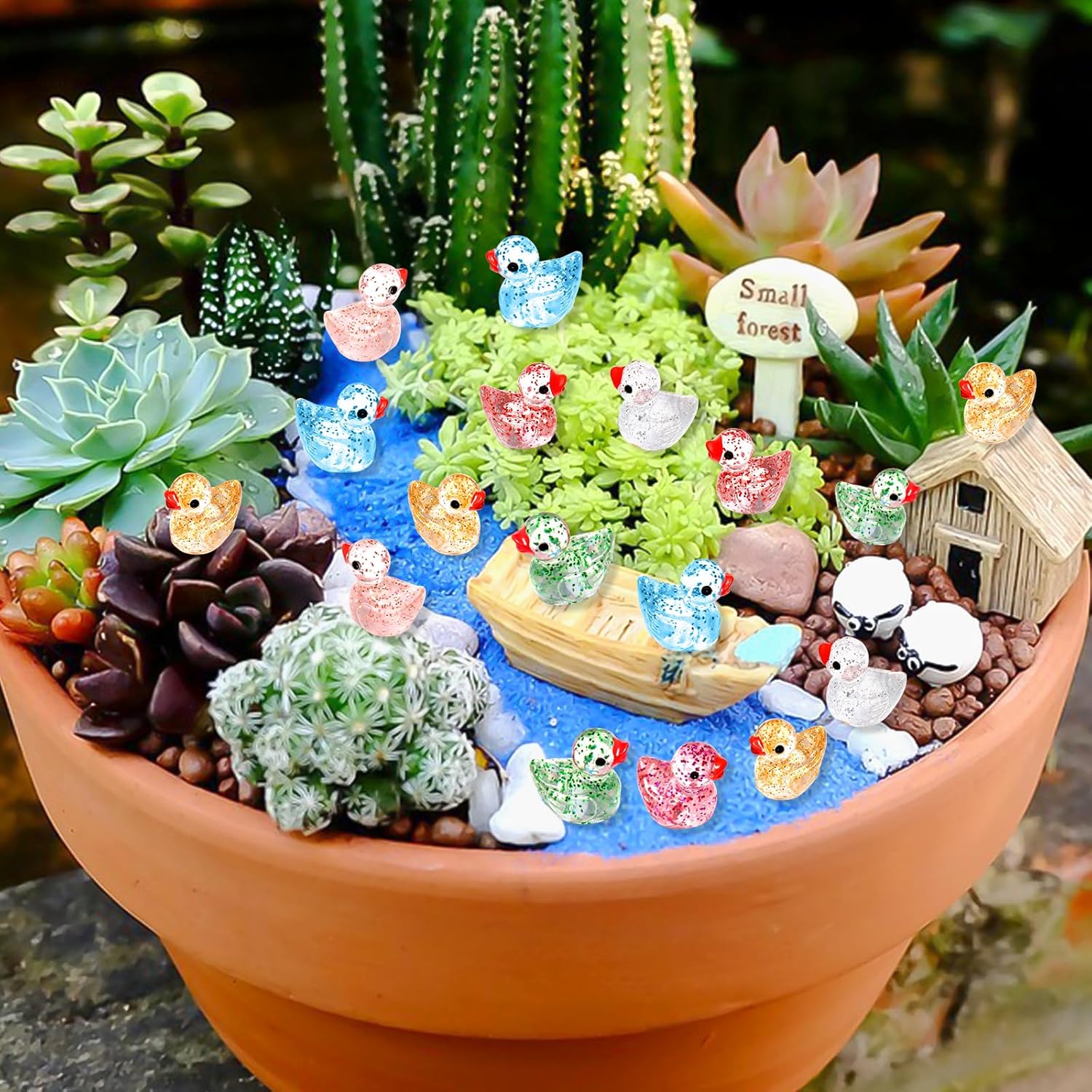 Thumbnail 5 de WIURGOHA 150pcs Mini Glitter Resin Ducks for Dollhouse, Aquarium & Micro Landscapes