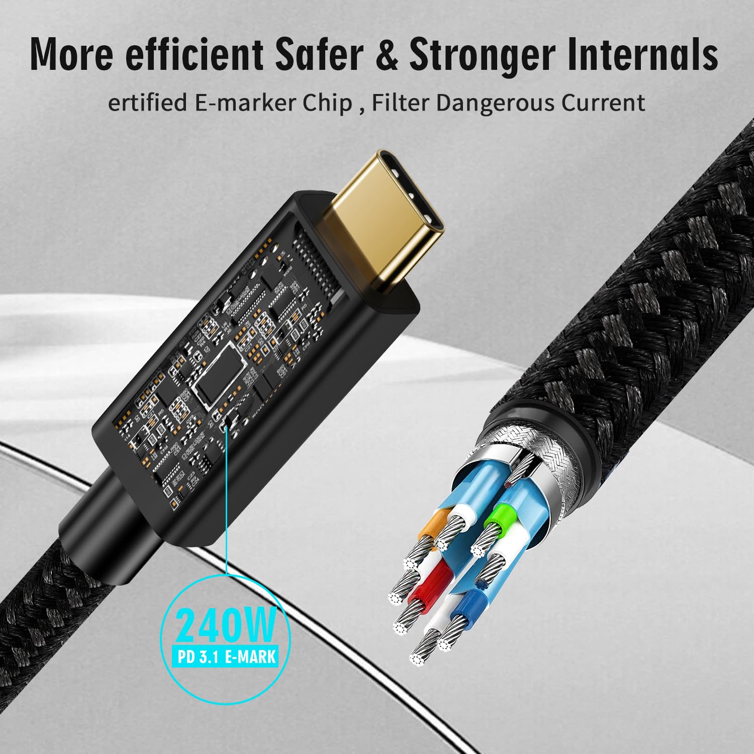 Thumbnail 6 de CHENLENIC USB4 / Thunderbolt 5 Cable (80Gbps, 240W) – USB-C to USB-C for Hub, Dock, SSD & Laptop Monitors