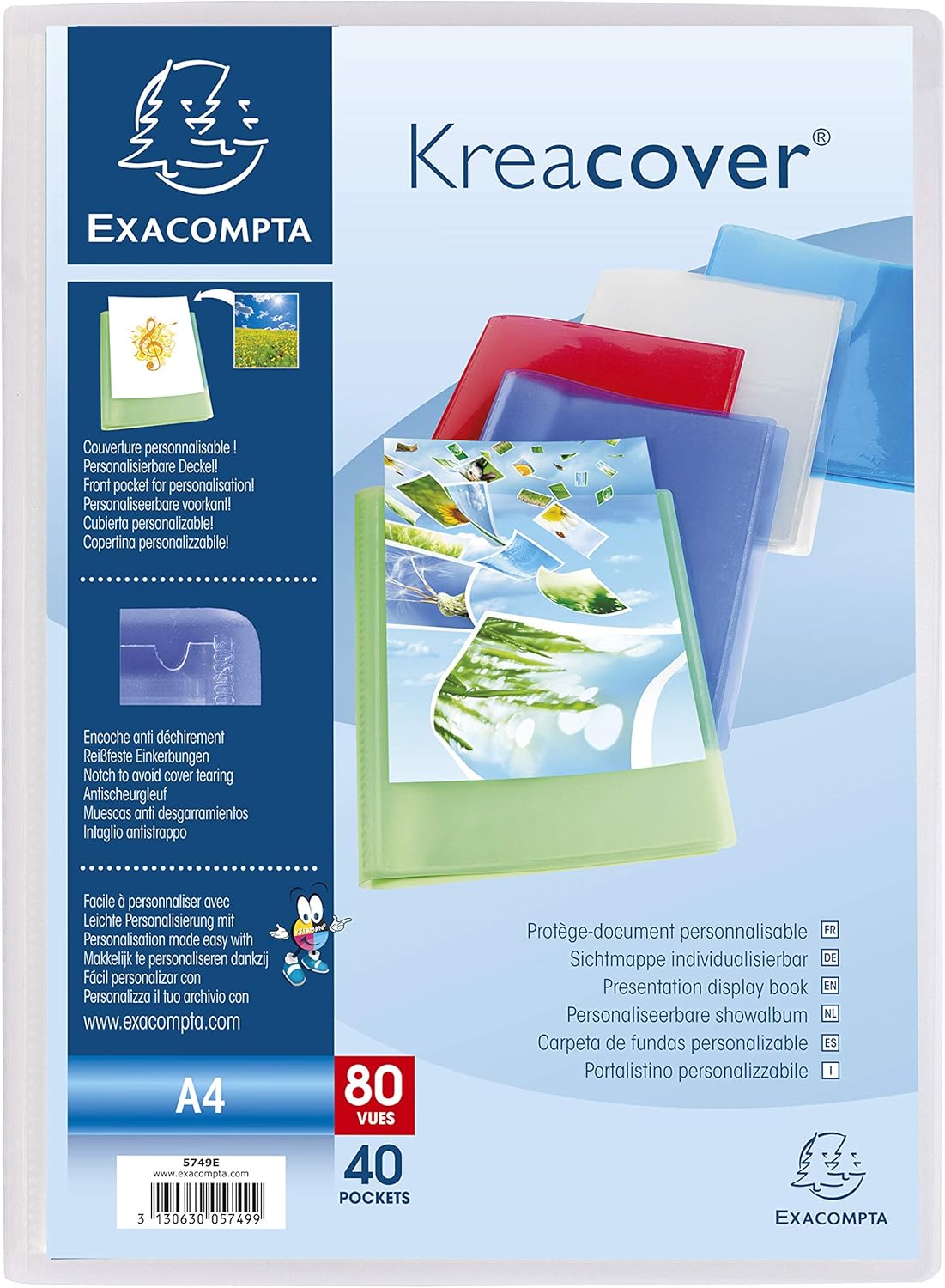Thumbnail 5 de Exacompta 5749E – Paquet de 5 Protège-documents Kreacover Chromaline (40 pochettes A4+)