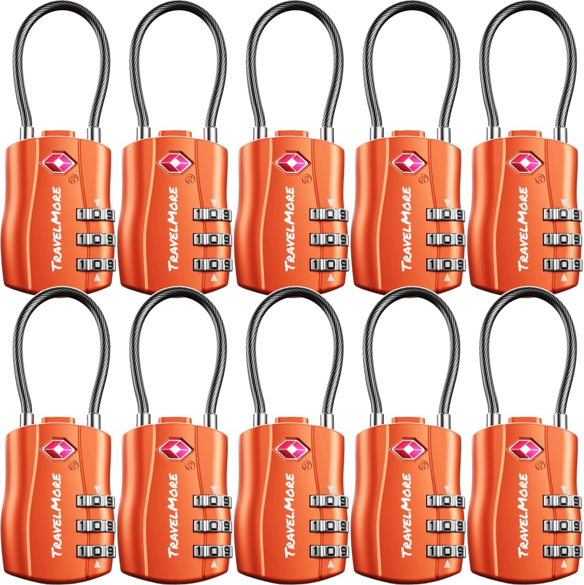 Detalle de TravelMore Lot de 10 Cadenas TSA Orange