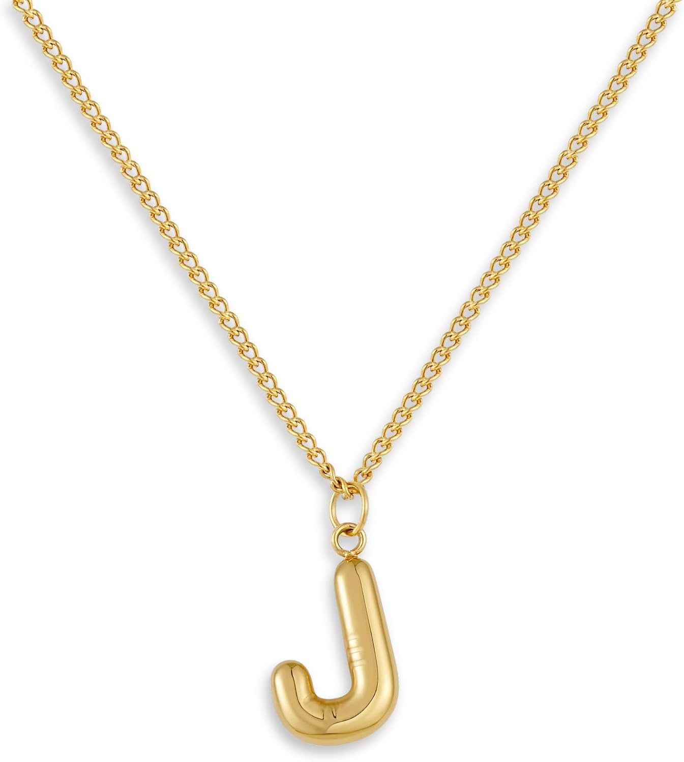 Detalle de GD GOOD.designs Collana lettera oro bubble con iniziale in acciaio inox placcato oro 18K (A-Z) – regolabile e anallergica
