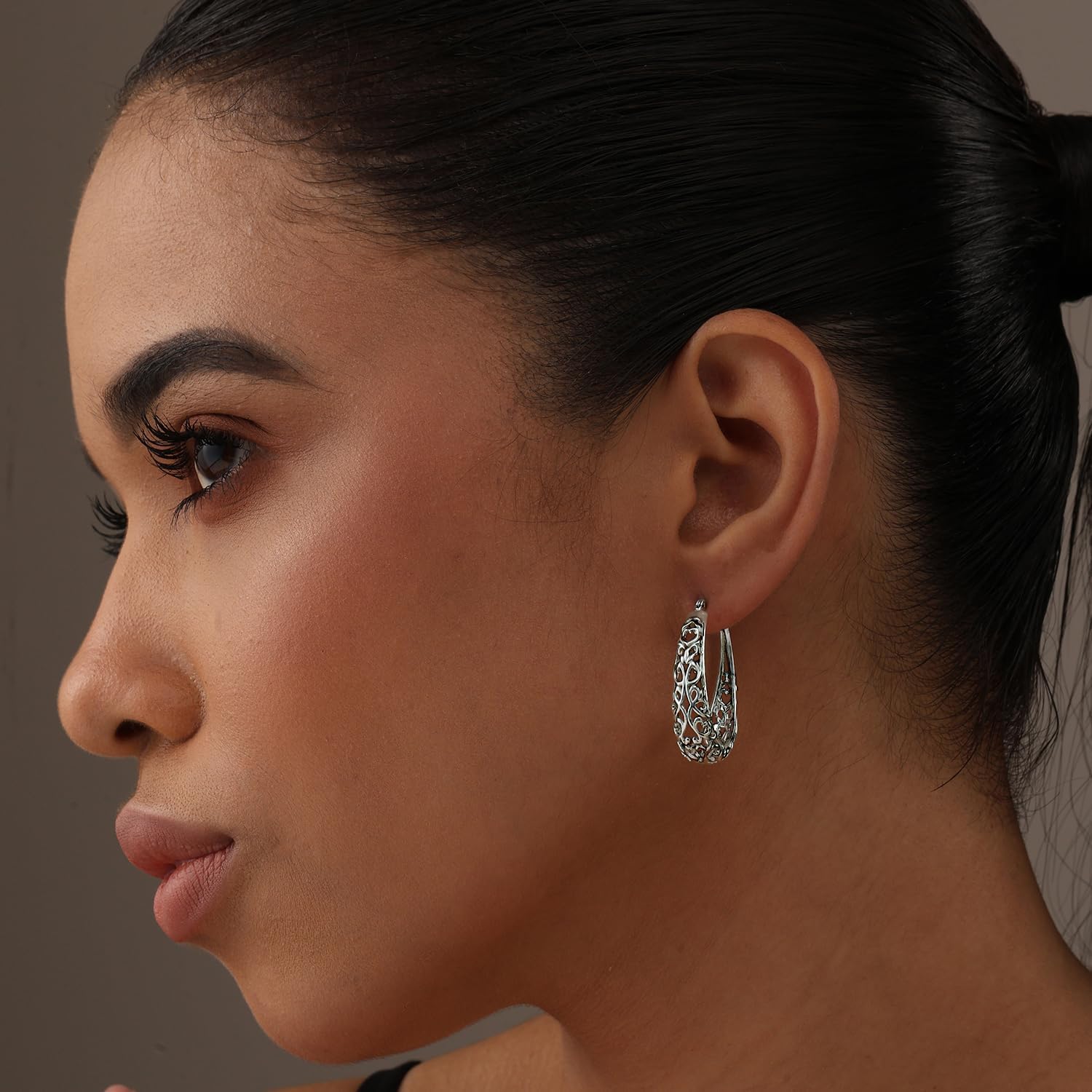 Detalle 2 de LeCalla 925 Sterling Silber Hoop Ohrringe