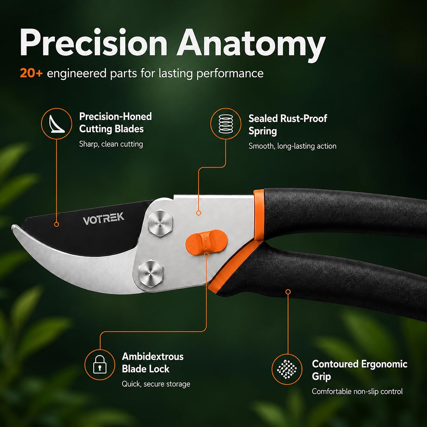 Thumbnail 6 de VOTREK Bypass Secateurs 8.5" SK5 steel blade ✂
