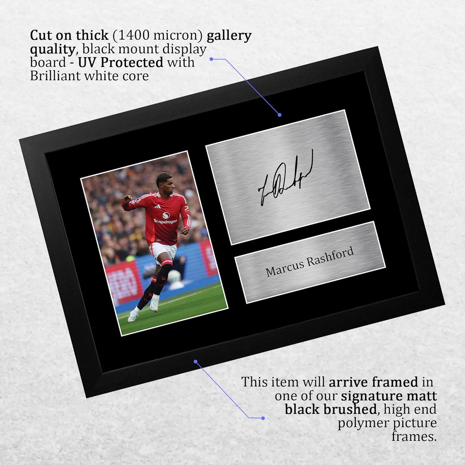 Thumbnail 2 de HWC Trading FR Marcus Rashford A4 signed framed print (A4 black polycarbonate frame)