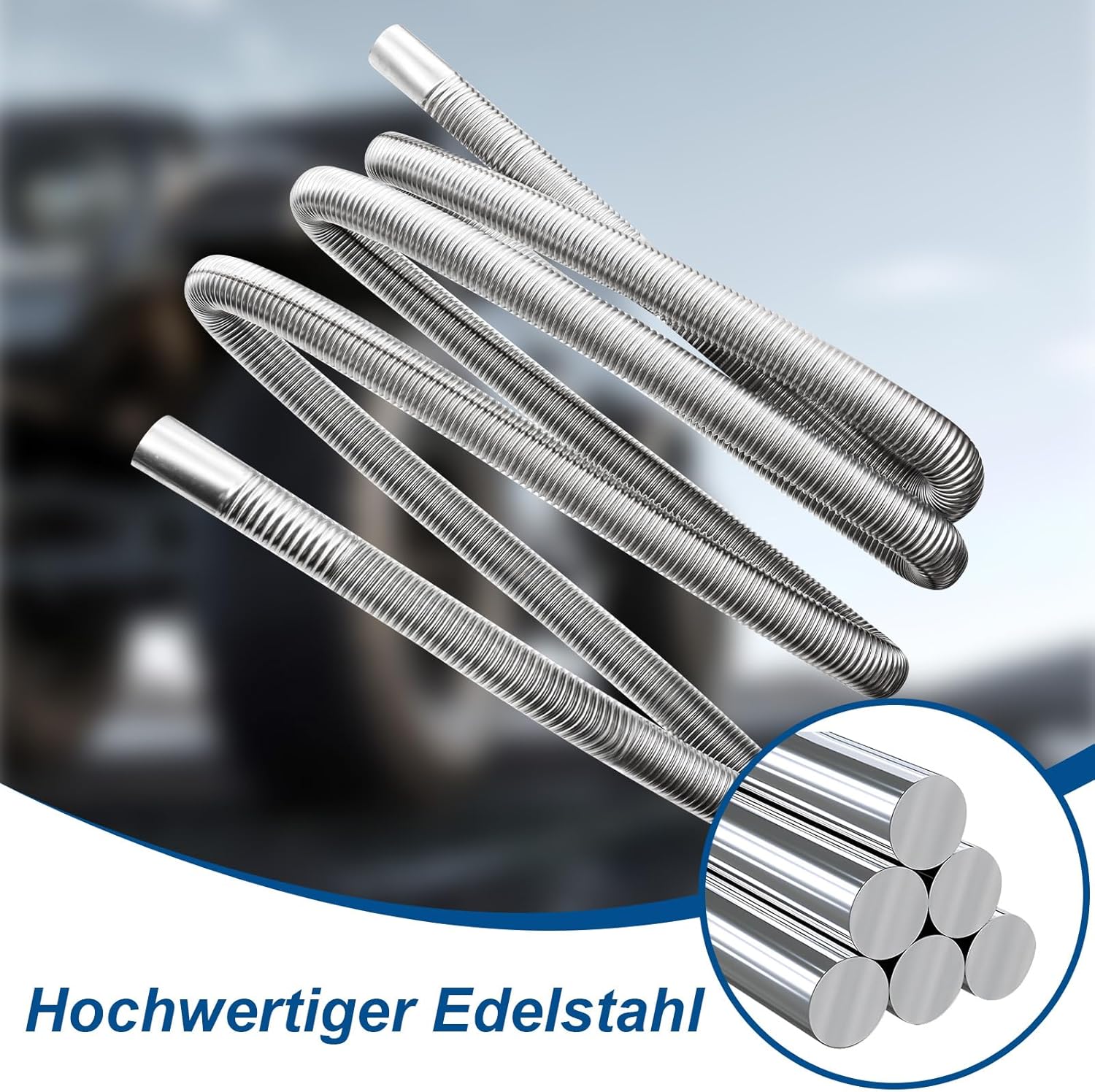 Thumbnail 4 de VEGCOO Abgasrohr Standheizung – 120 cm Edelstahl-Abgasschlauch mit Schalldämpfer und Adapter für Dieselheizung