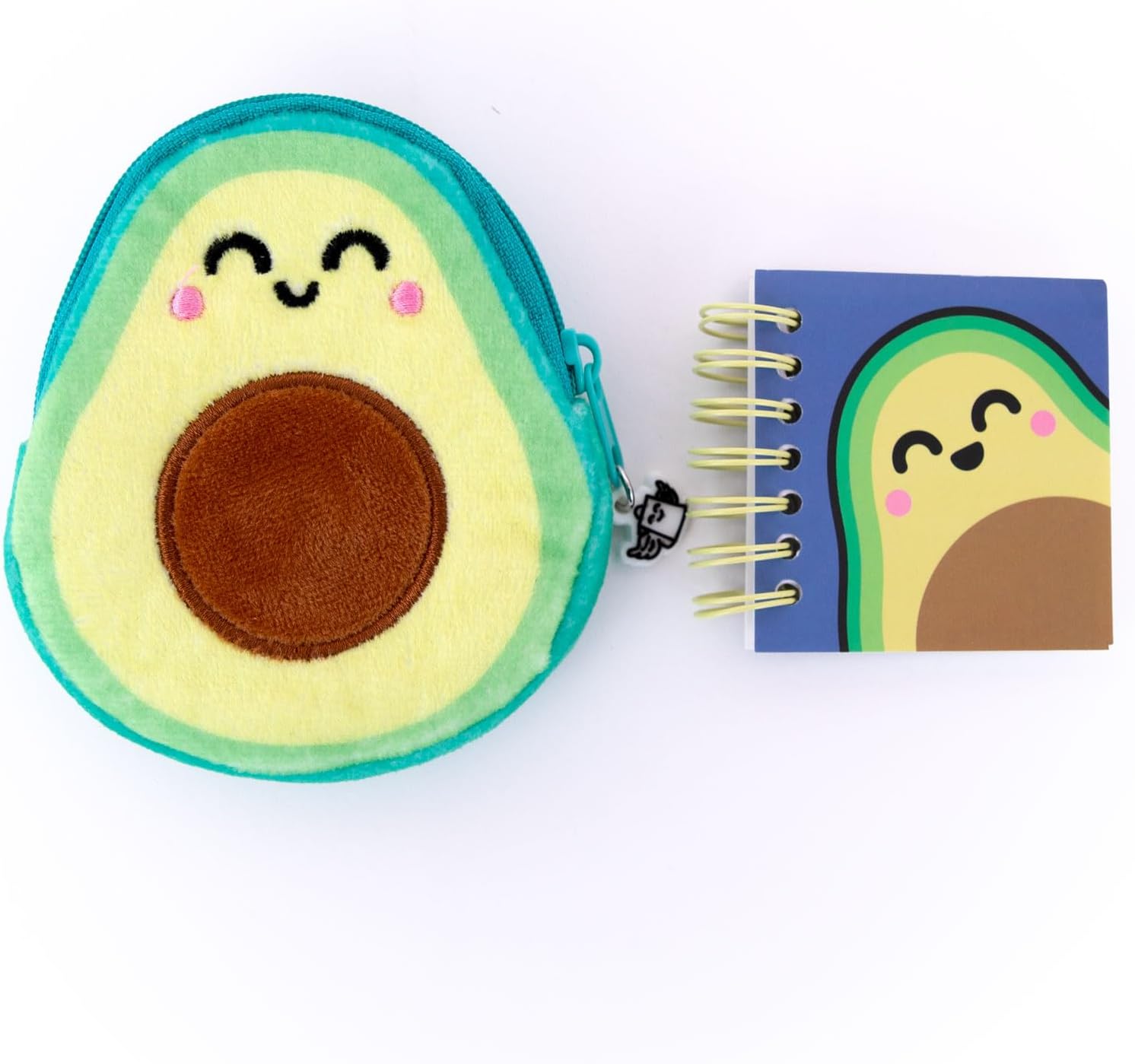 Detalle de Porte-monnaie Avocat avec porte-clés, mini carnet et feuille d'autocollants – Mr. Wonderful