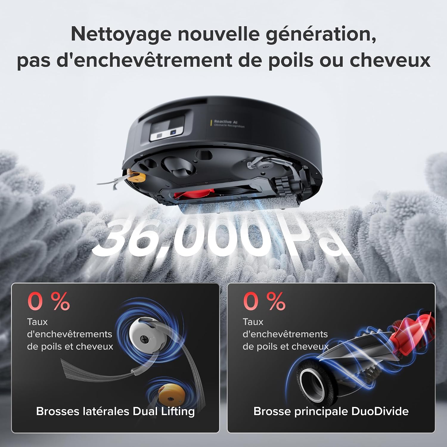 Detalle de roborock Saros 20 Flow Complete robotstofzuiger met rolmop en 36.000 Pa