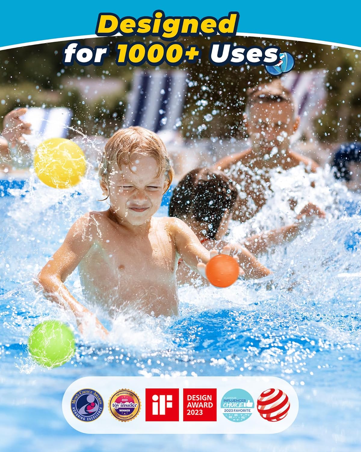 Thumbnail 1 de 12PCS Reusable Water Balloons — Quick Fill Self-Sealing Water Splash Bombs for Kids (Ages 4–12)