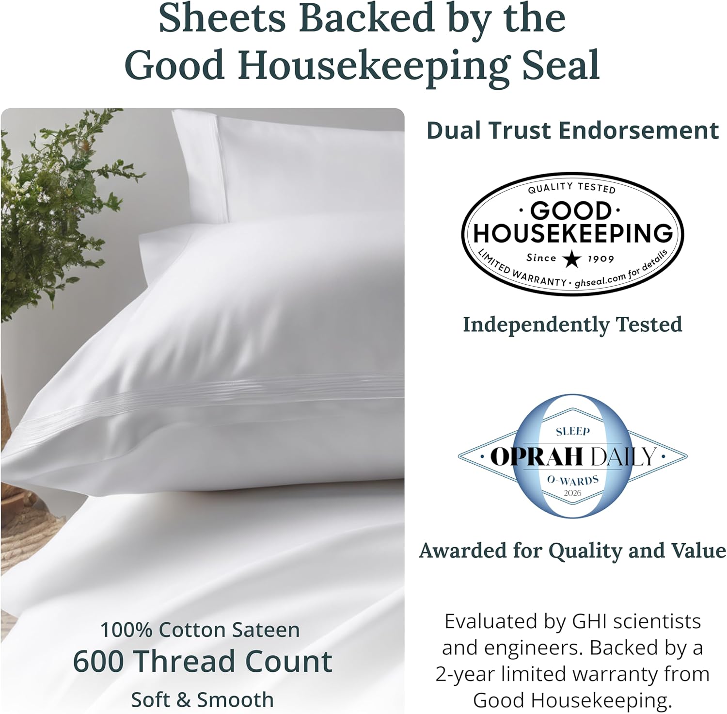 Thumbnail 1 de California Design Den Twin 600 TC Sateen Sheets