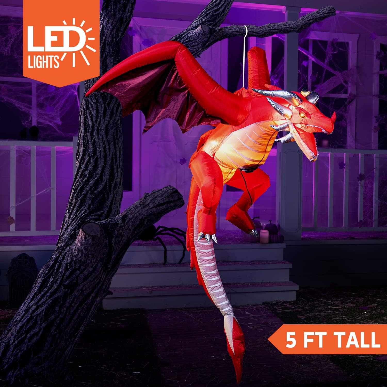 Detalle 2 de Joiedomi SL-3DLED 5-Foot Halloween Inflatable Dragon with White LEDs