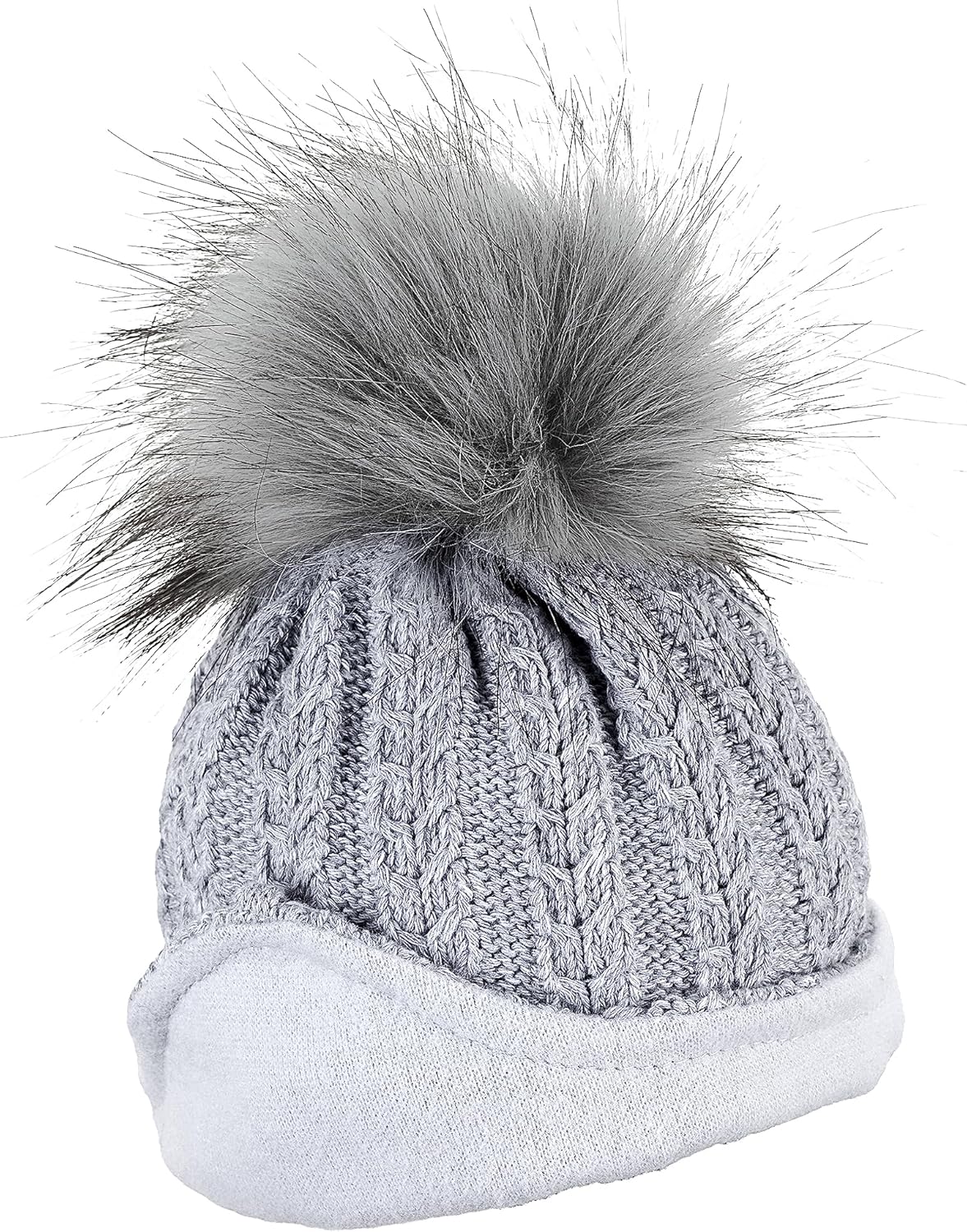 Detalle de Sterntaler Strickmütze mit Ohrenklappen und Bindebändern (unisex) – Silber mel, für 9–12 Monate