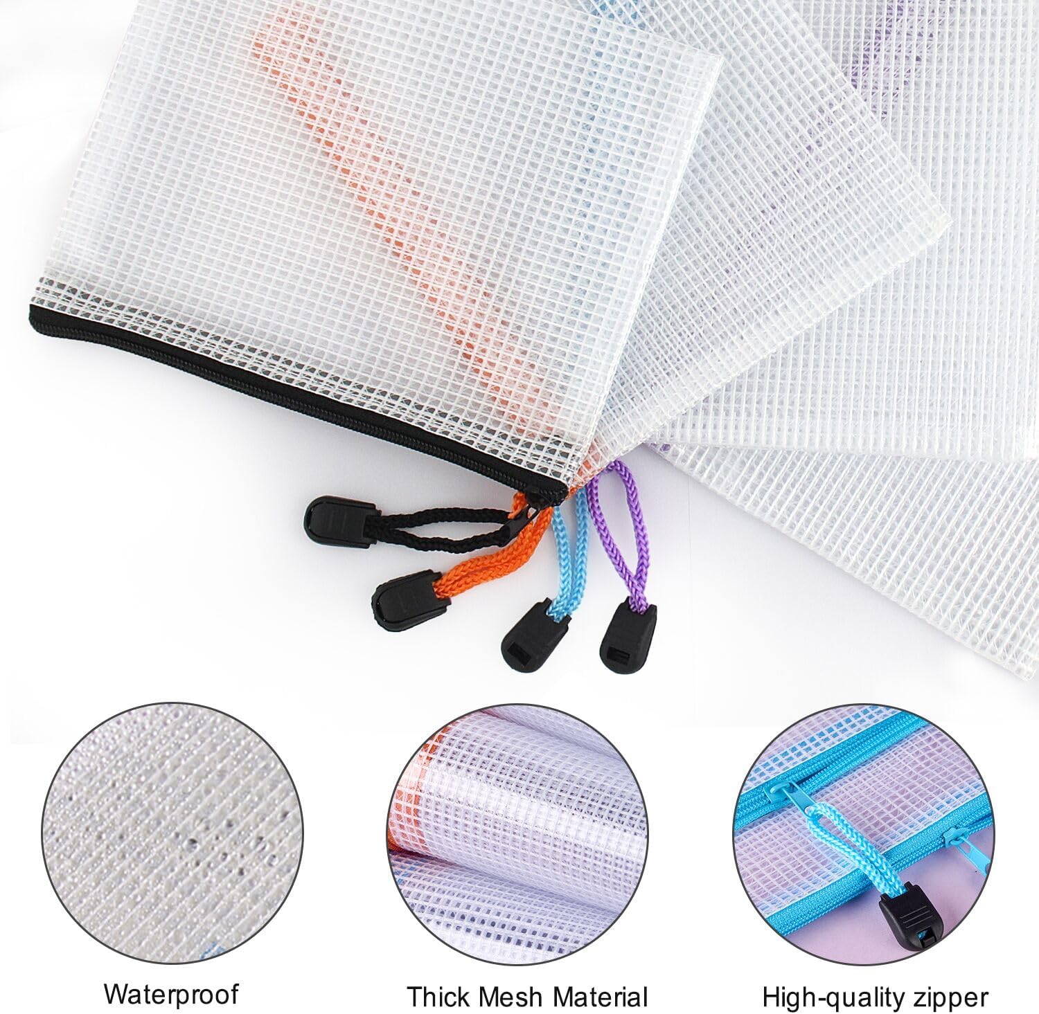 Detalle de 20-Piece Plastic Wallets Zip Lock Folders – Waterproof A4/A5/A6 Document Pouch Set