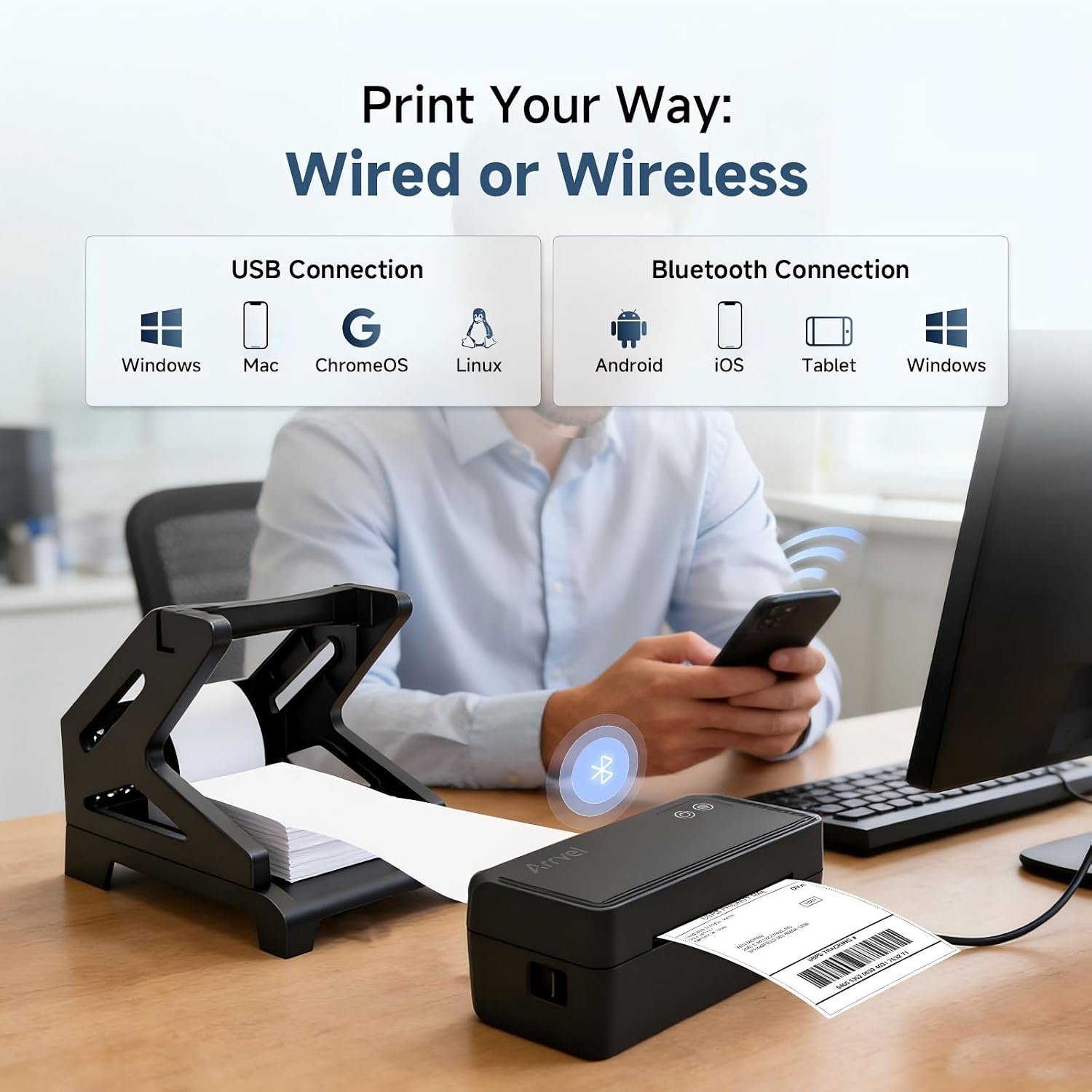 Detalle de Arrvel A42BT 4x6 Thermal Label Printer with Bluetooth and Stand