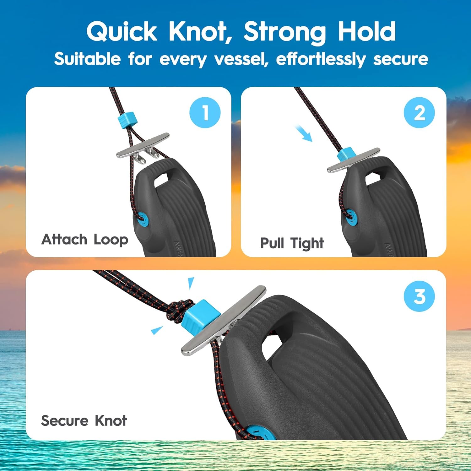 Thumbnail 5 de AWEMUFA Boat Fenders: Easy-Install Dock Bumpers for Pontoon, Bass, Jet Ski, and Fishing Boats