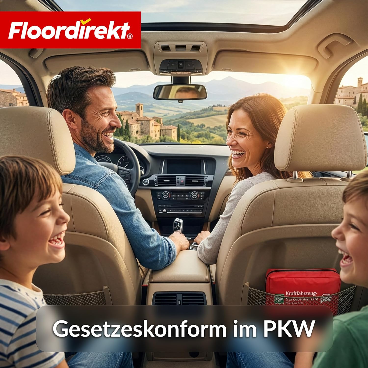 Detalle 2 de Floordirekt KFZ-Verbandtasche inkl. 2 Masken – Erste-Hilfe-Set DIN 13164, kompakt & sicher