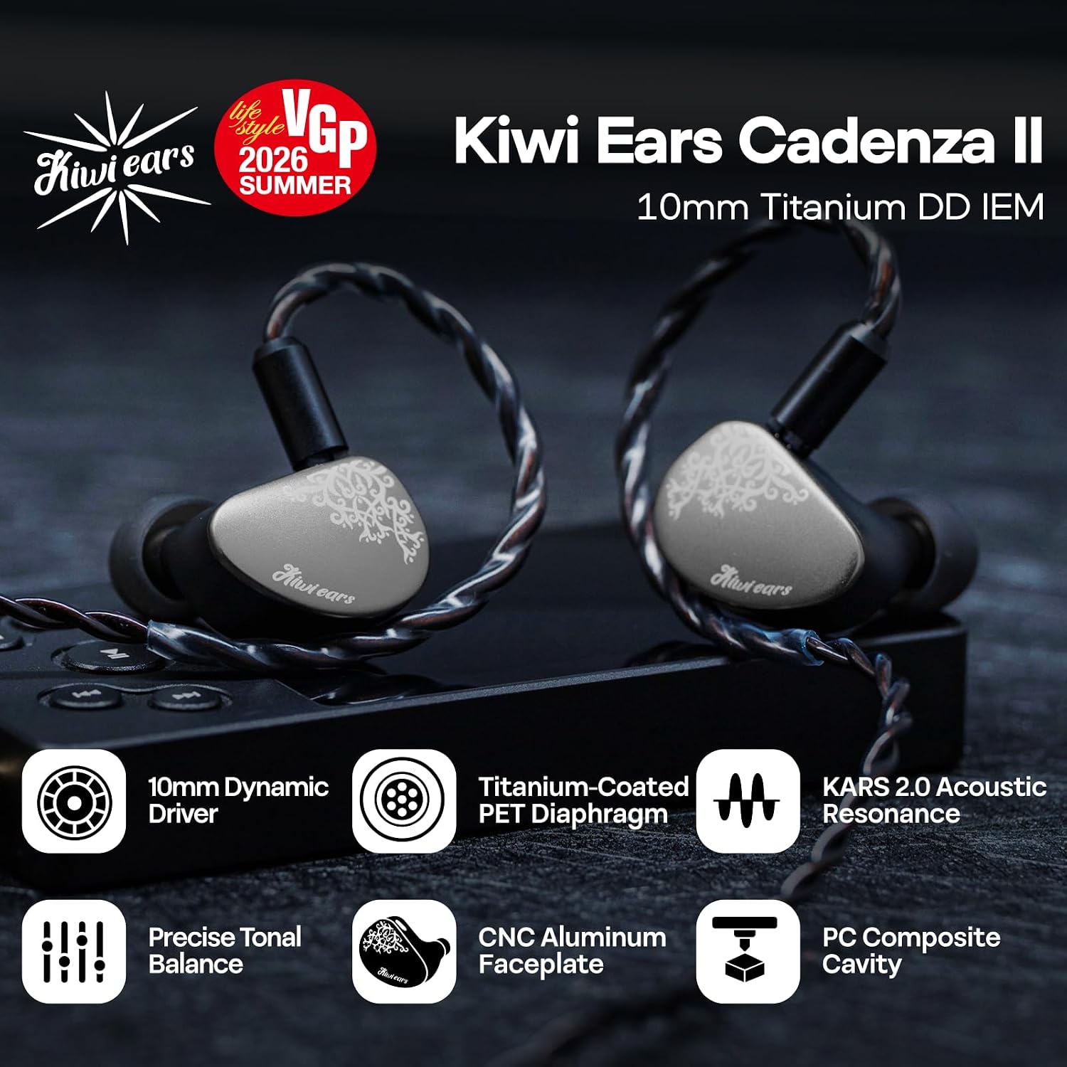 Thumbnail 1 de Linsoul Kiwi Ears Cadenza II 10mm Titanium-Driver IEMs with KARS 2.0