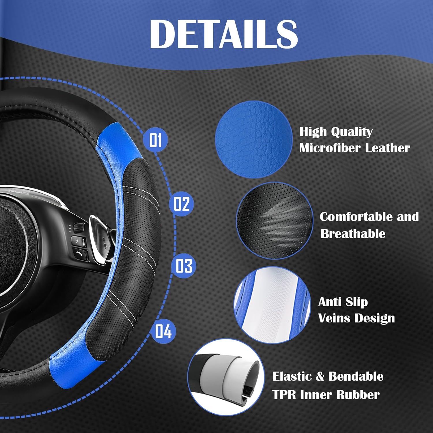 Thumbnail 6 de CAR PASS Air Mesh Leather Seat Covers 14.5-15in