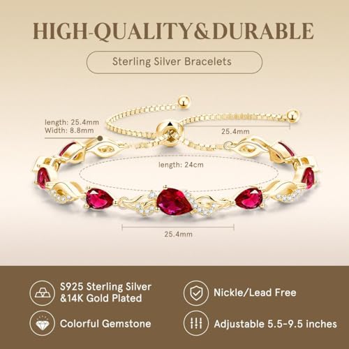 Thumbnail 2 de FANCIME Teardrop Ruby Tennis Bracelet for Women