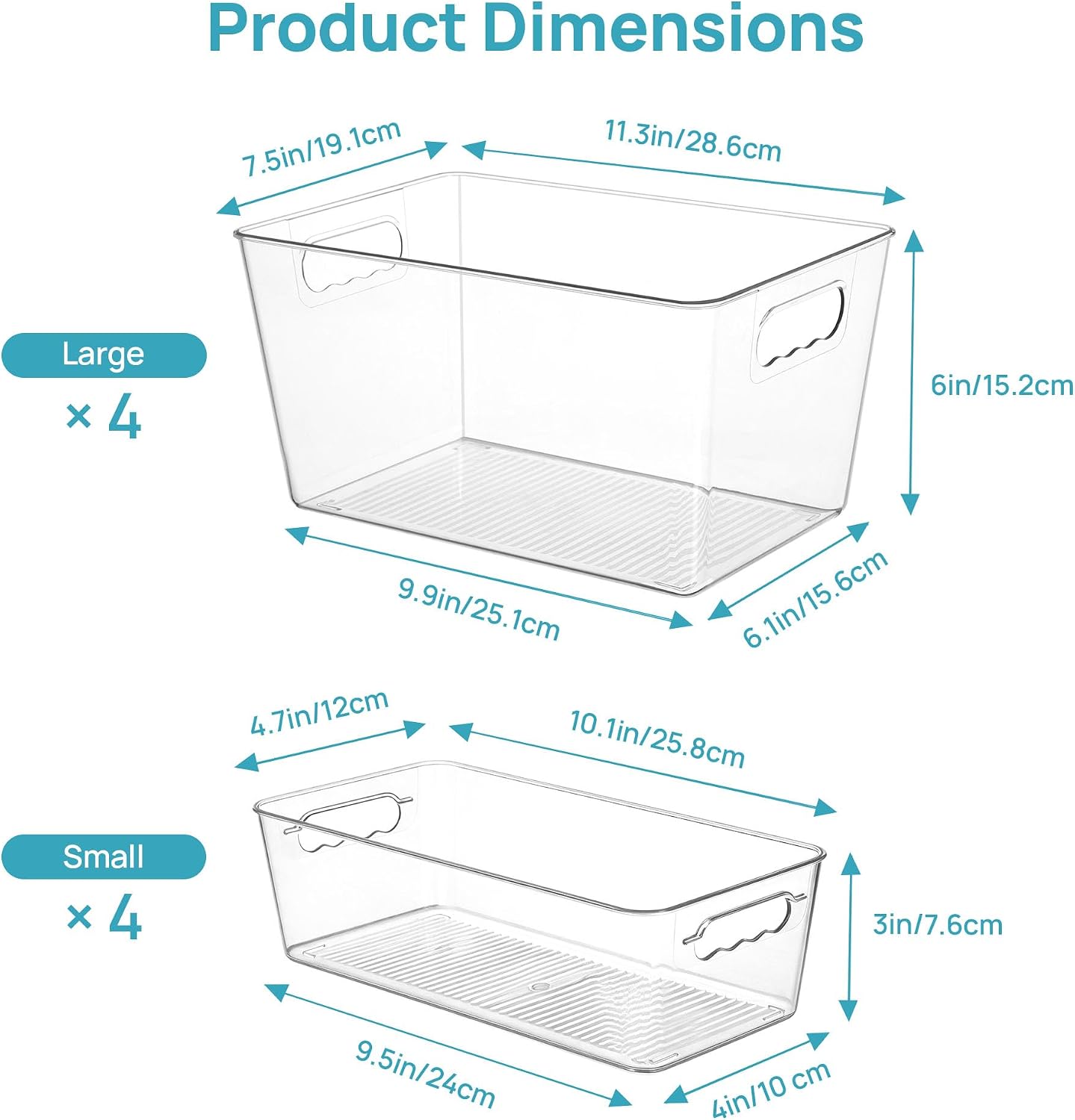 Thumbnail 1 de Vtopmart 8 Pack Clear Plastic Storage Bins: 4 Large + 4 Small Pantry Organizers