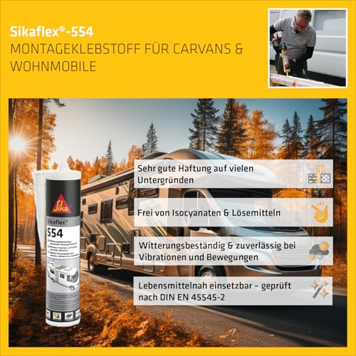 Detalle de Sikaflex-554 Montageklebstoff Schwarz 300 ml – Vielseitiger Konstruktionsklebstoff von SIKA