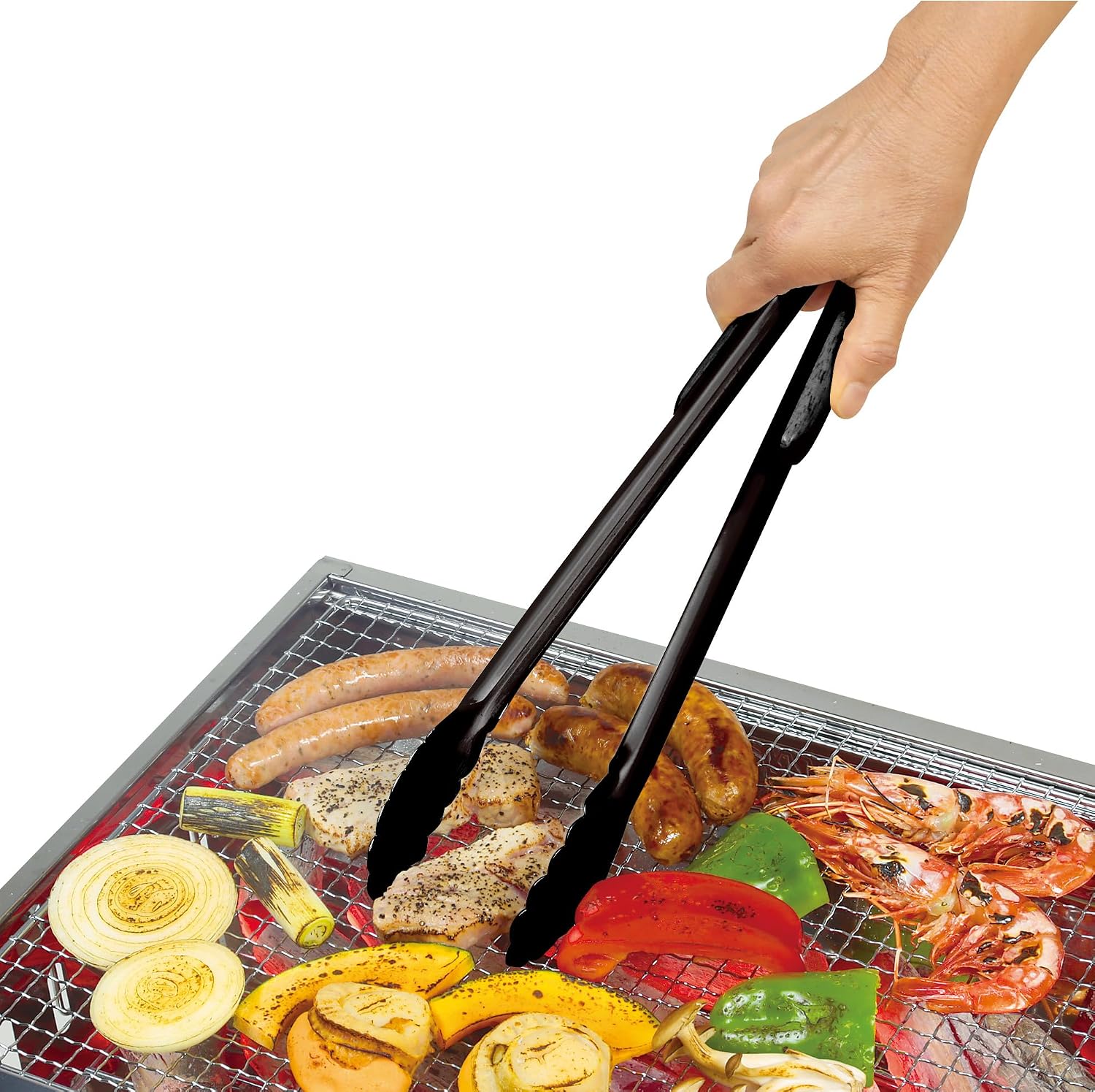 Detalle de キャプテンスタッグ UG-3331 BBQトング 35cm 木製グリップ・ストッパー付き