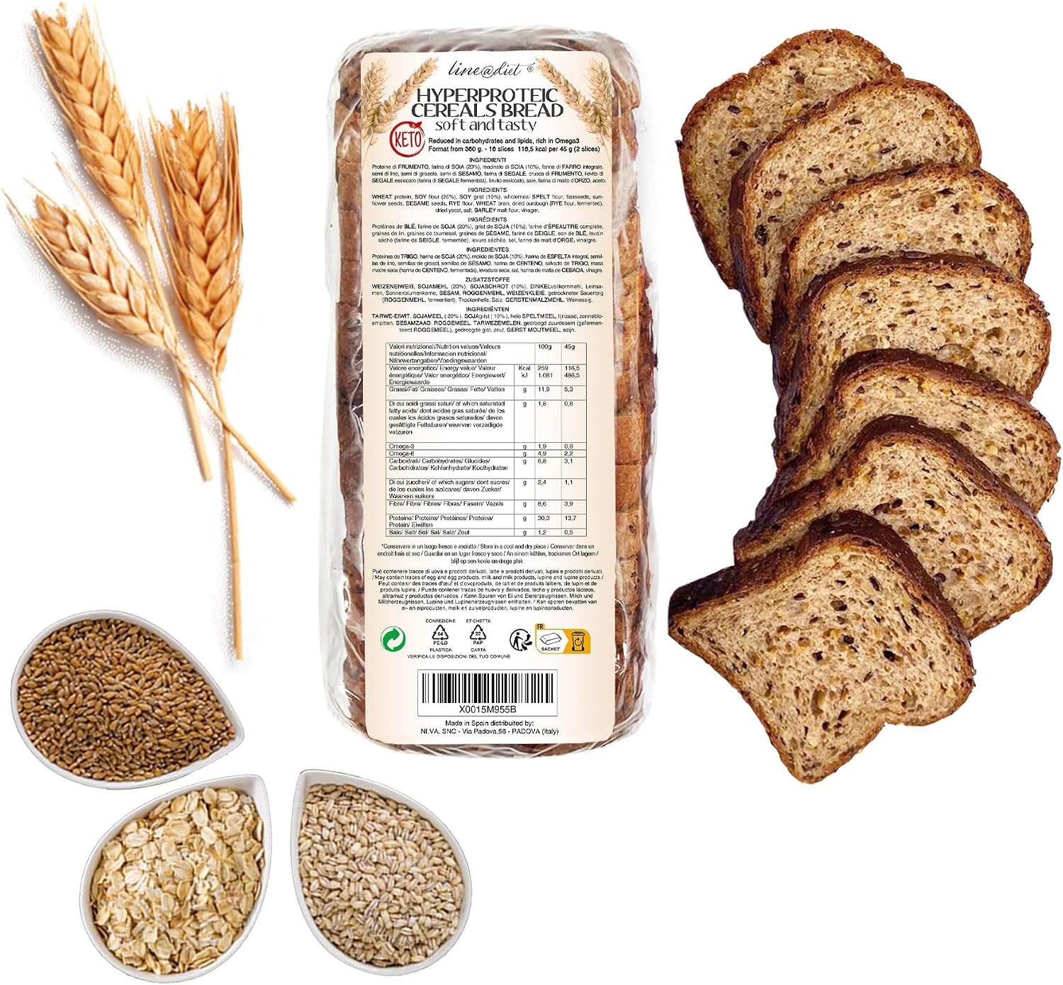 Detalle 2 de PANE BAULETTO KETO ai cereali 360 g 🥖