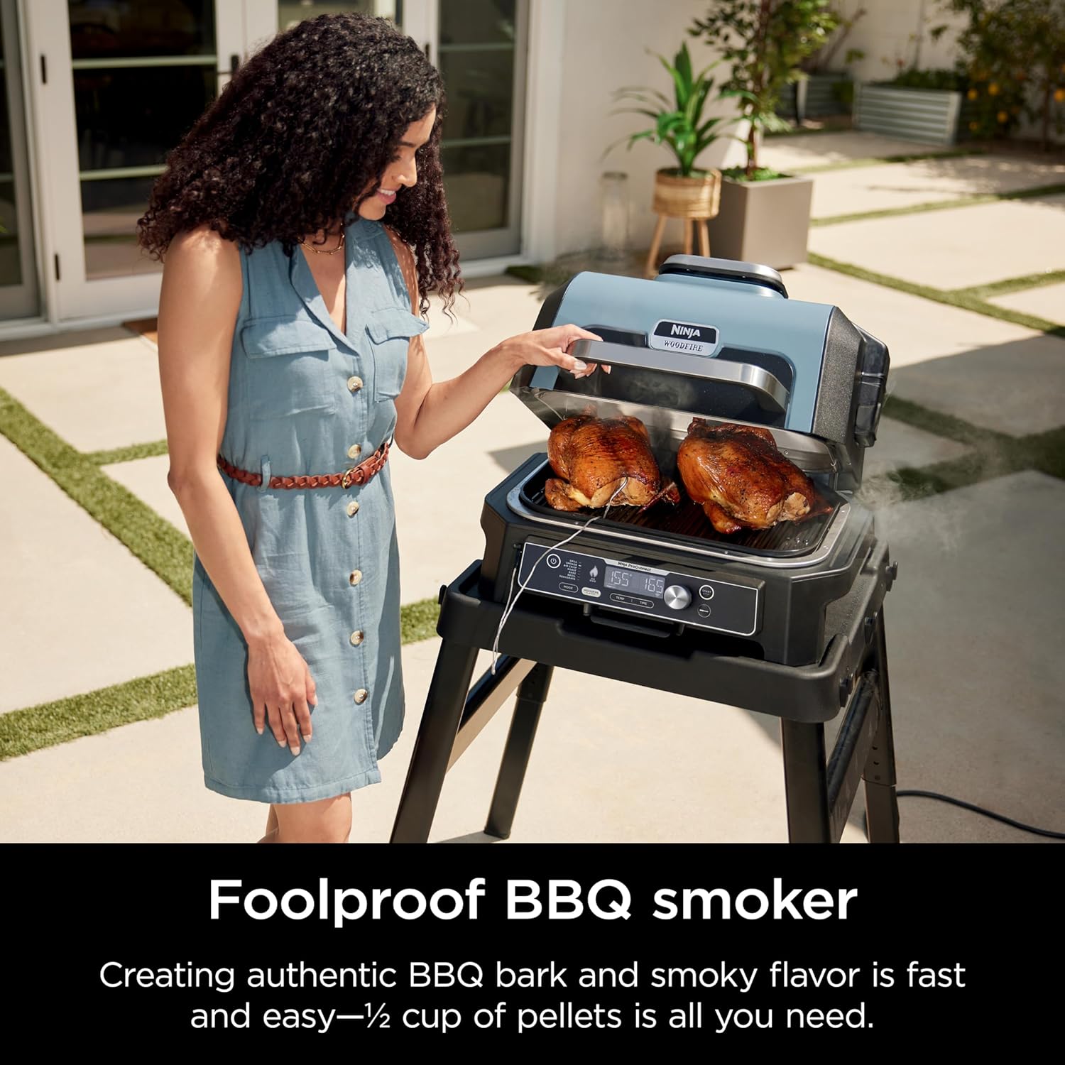 Detalle de Ninja OG951 Woodfire Pro Connect Premium XL Outdoor Grill & Smoker (Bluetooth, App Enabled) — 7-in-1 XL