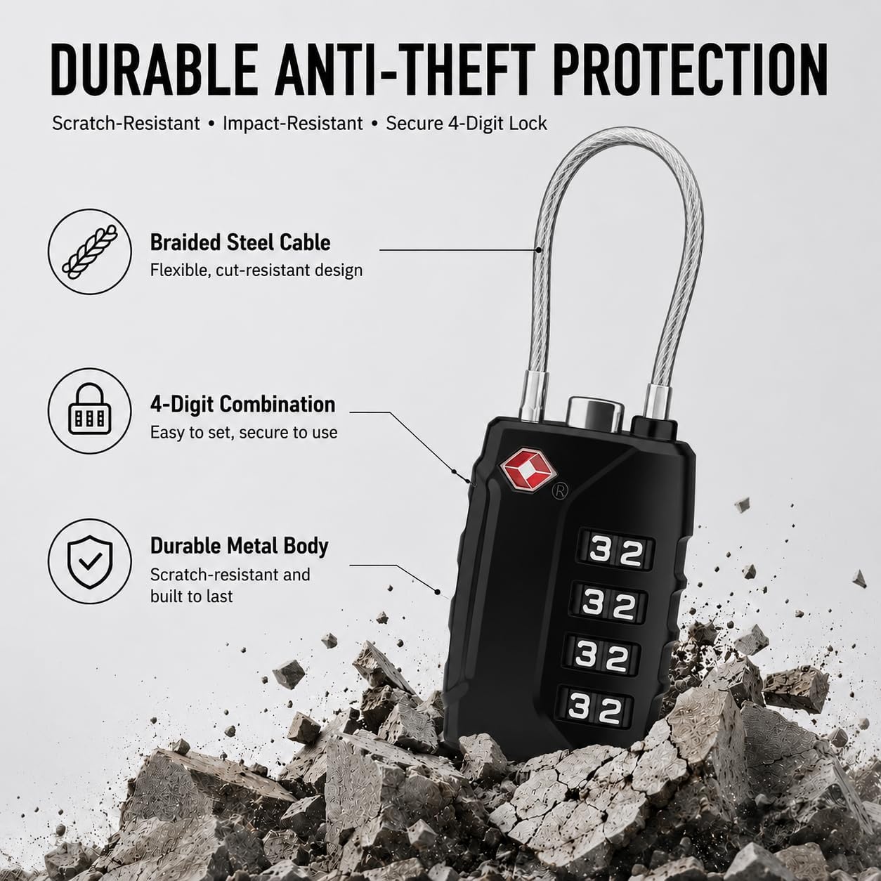 Thumbnail 1 de Diyife TSA Luggage Locks – 2 Pack Long Shackle 4-Digit Code