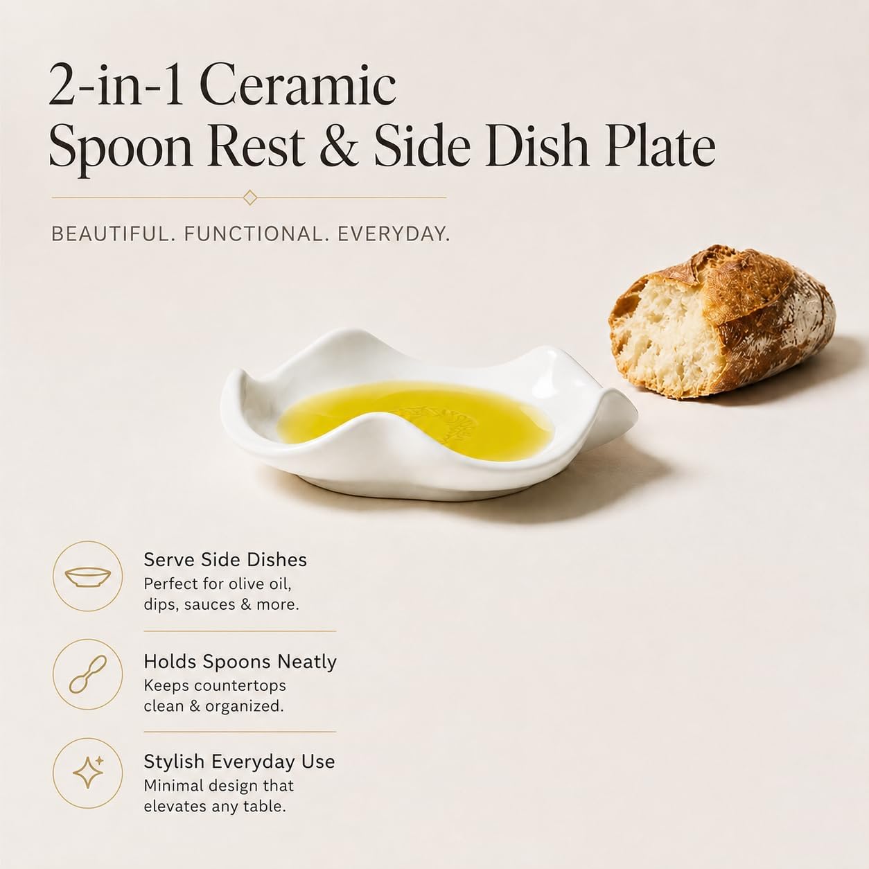 Detalle 2 de Miamolo Ceramic Spoon Rest, 5.3 Inches