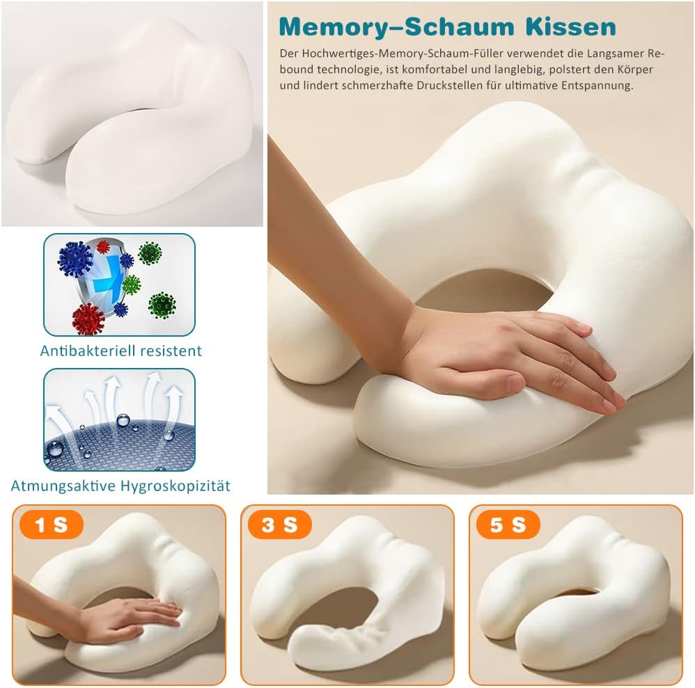 Detalle de Tyuodna Nackenkissen Reise – Memory-Schaum, U-förmig, rosa