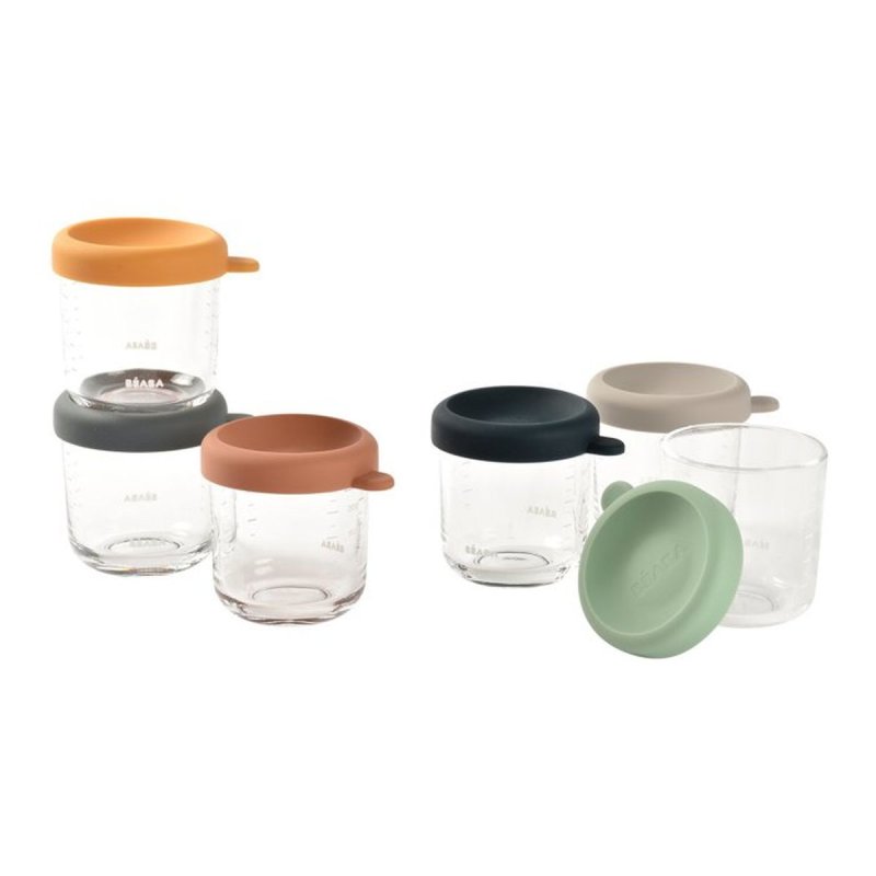 Thumbnail 3 de Beaba Set 6 Botes de Vidrio Templado 250 ml con Tapa de Silicona| Herméticos y Aptos para Microondas (914008) | Beige