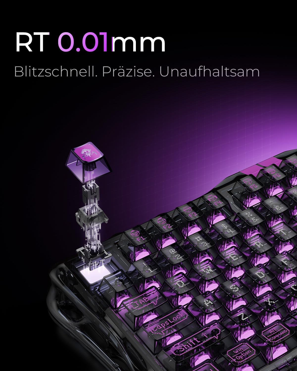 Detalle de GravaStar V75 Lite Hall-Effekt Tastatur – 75% Layout, schnelle Reaktion, Hot Swappable