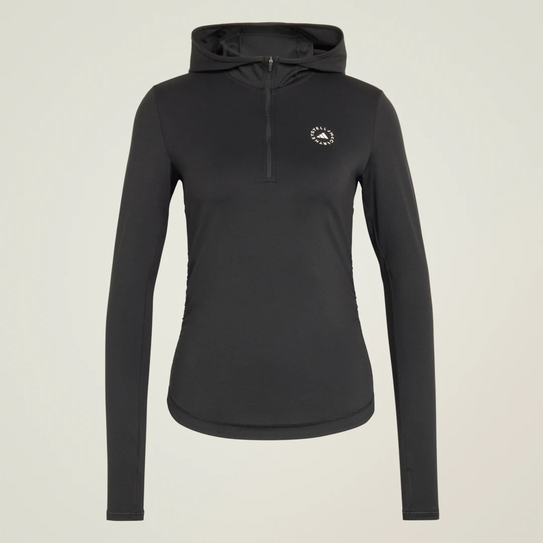 Detalle 2 de Camiseta manga larga fruncida adidas by Stella McCartney Studio – Negro